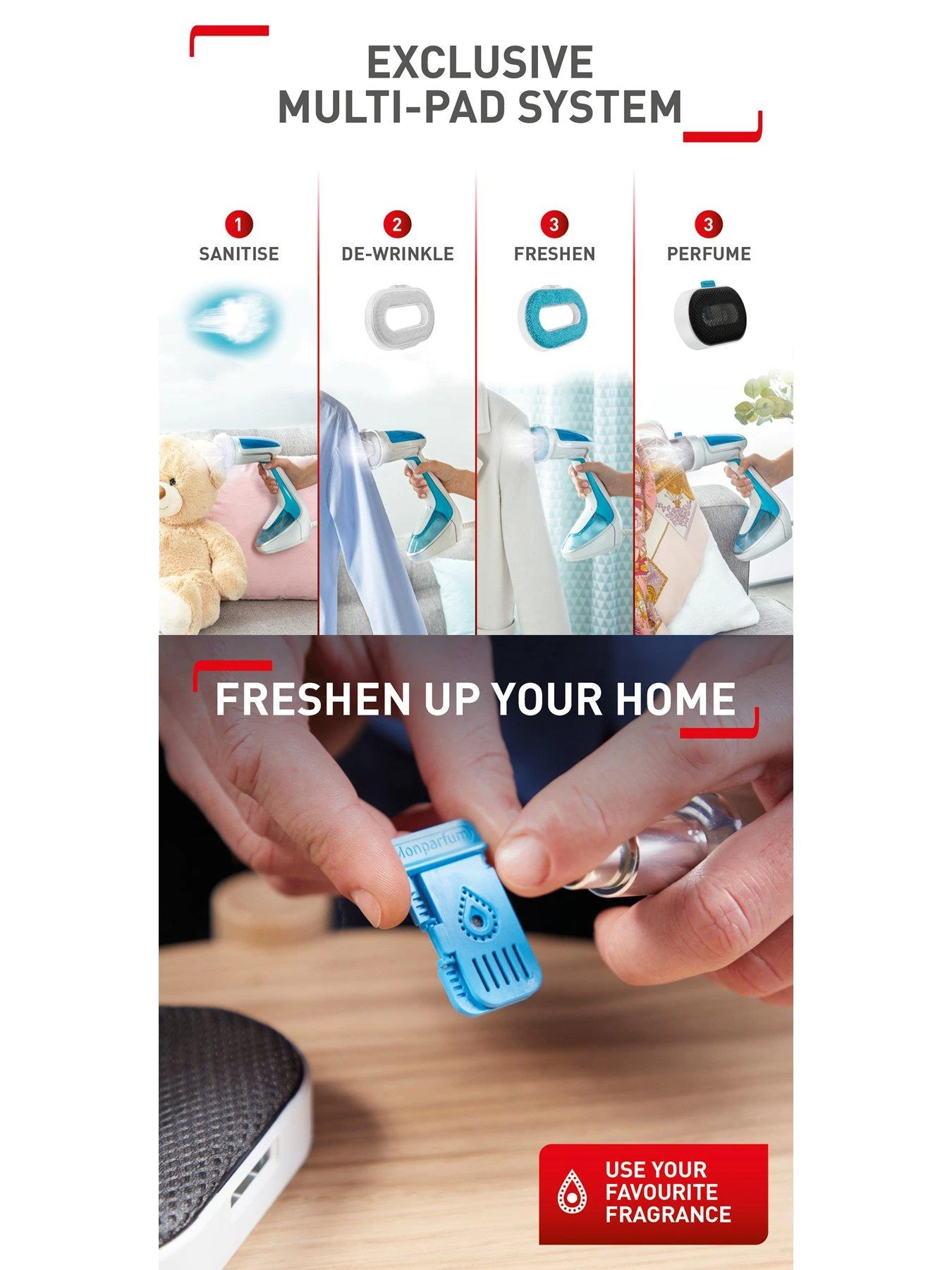 Tefal Handheld Clothes Steamer 200ml 90g/min Steam Output Pure Tex - Image 6