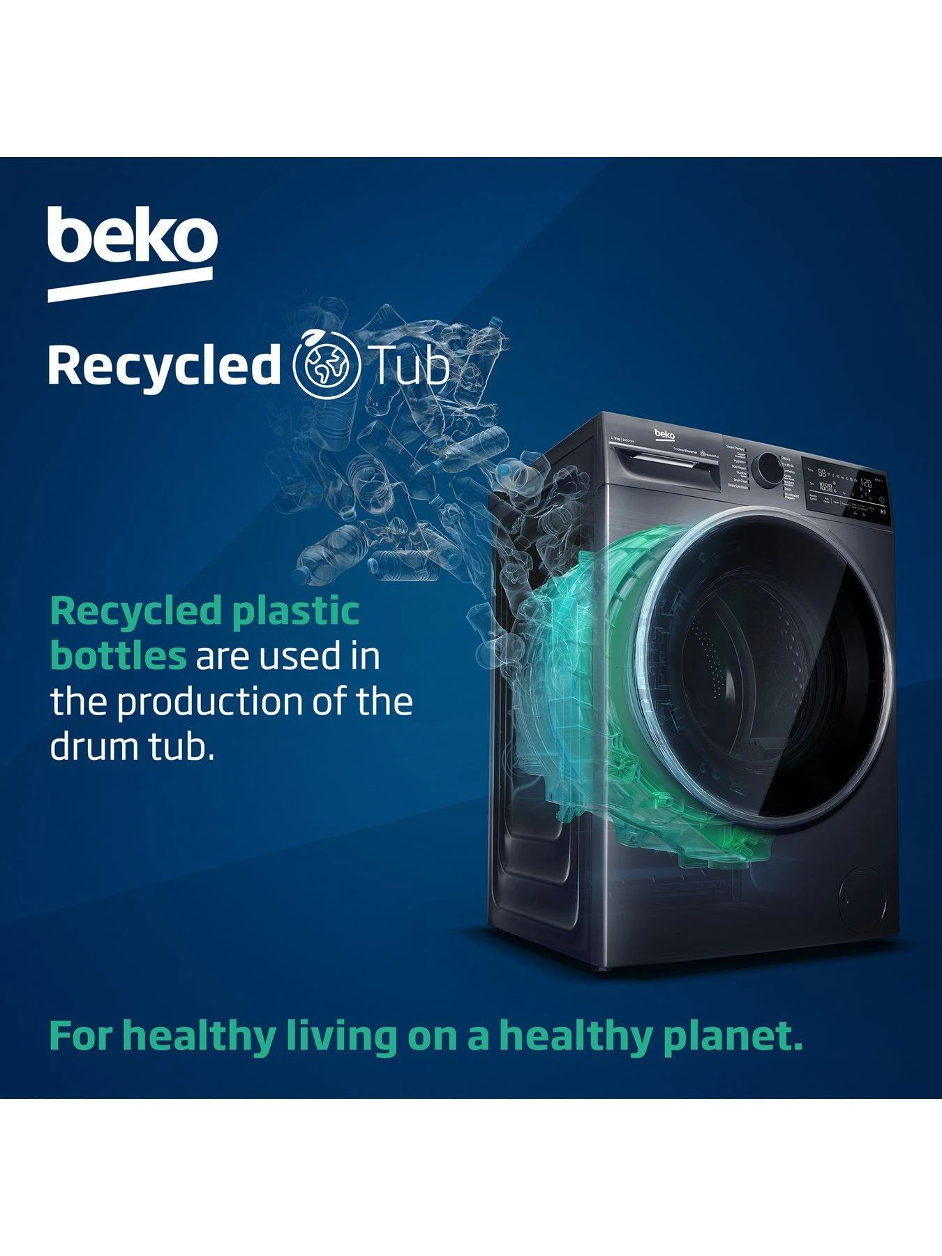 Beko WDEY854P44QG 8kg Wash 5kg Dry 1400 Spin RecycledTub™ Washer Dryer - Graphite - Image 7