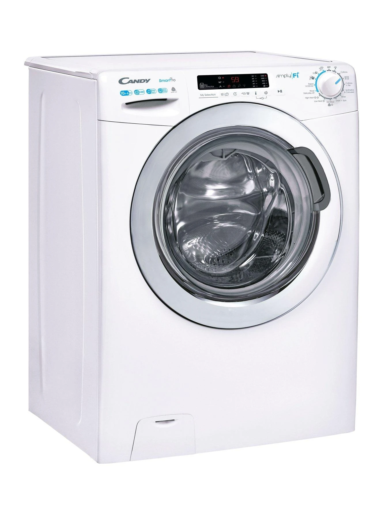 Candy Smart Pro CSOW 41063DWCE 10kg + 6kg Washer Dryer, 1400 Rpm, Wifi Connected - White With Chrome Door - Image 2