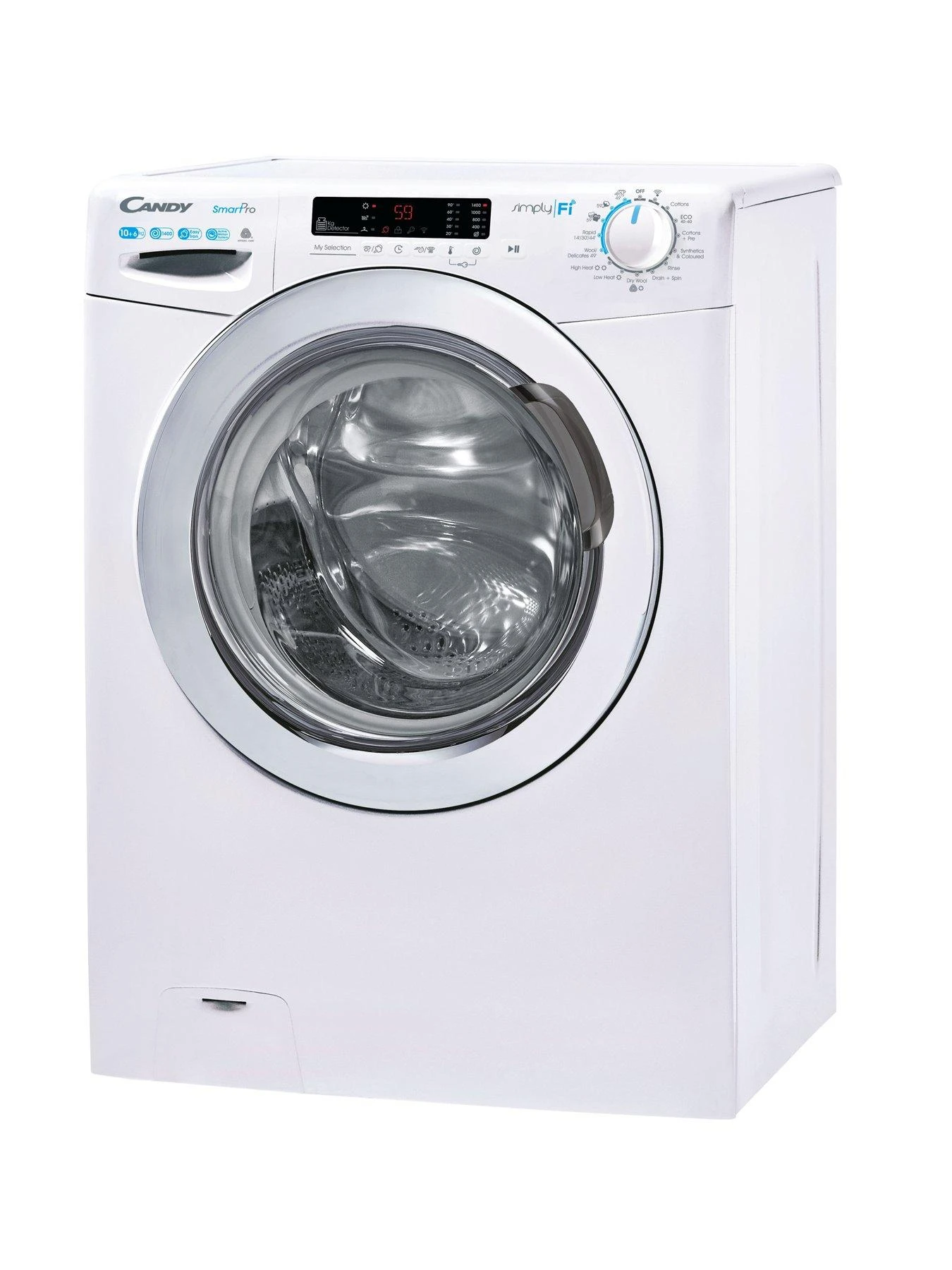 Candy Smart Pro CSOW 41063DWCE 10kg + 6kg Washer Dryer, 1400 Rpm, Wifi Connected - White With Chrome Door - Image 3