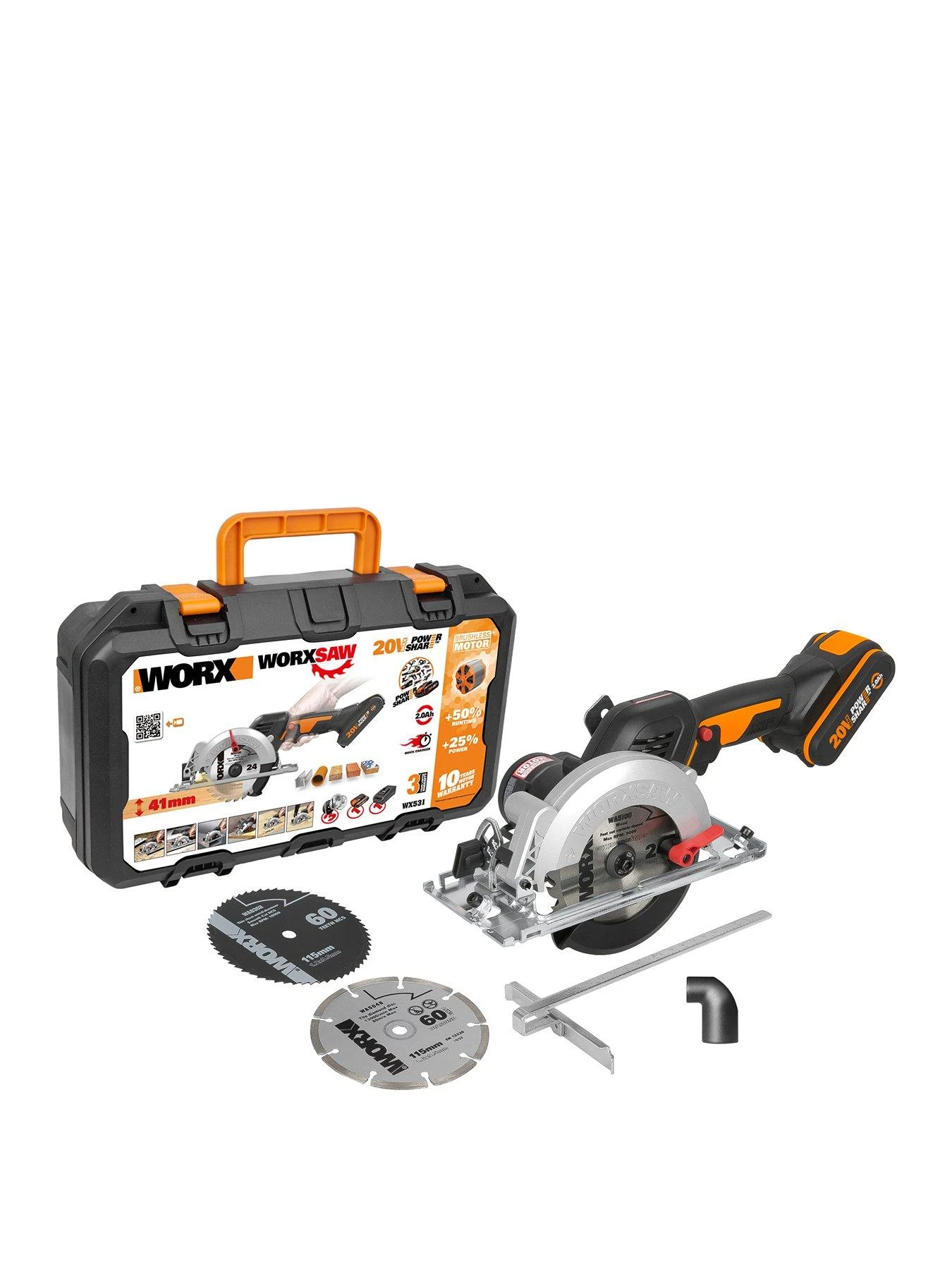 Worx WX531 18V (20V MAX) XL WORXSAW Brushless 46mm Compact Circular Saw