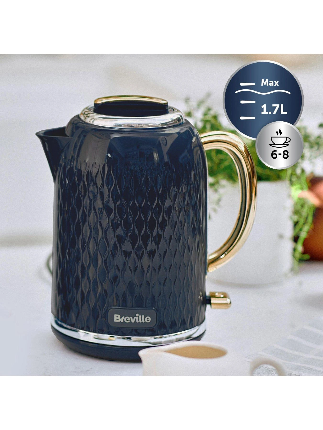 Breville Curve 1.7L Jug Kettle - Navy & Gold - Image 4