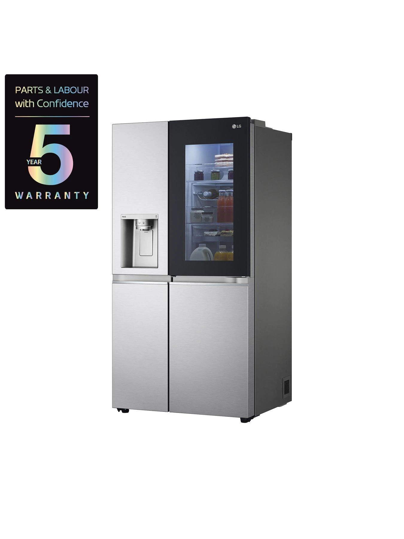 LG InstaView ThinQ GSXV90BSAE Wifi Connected American-Style Fridge Freezer - Stainless Steel - E Rated - Image 5
