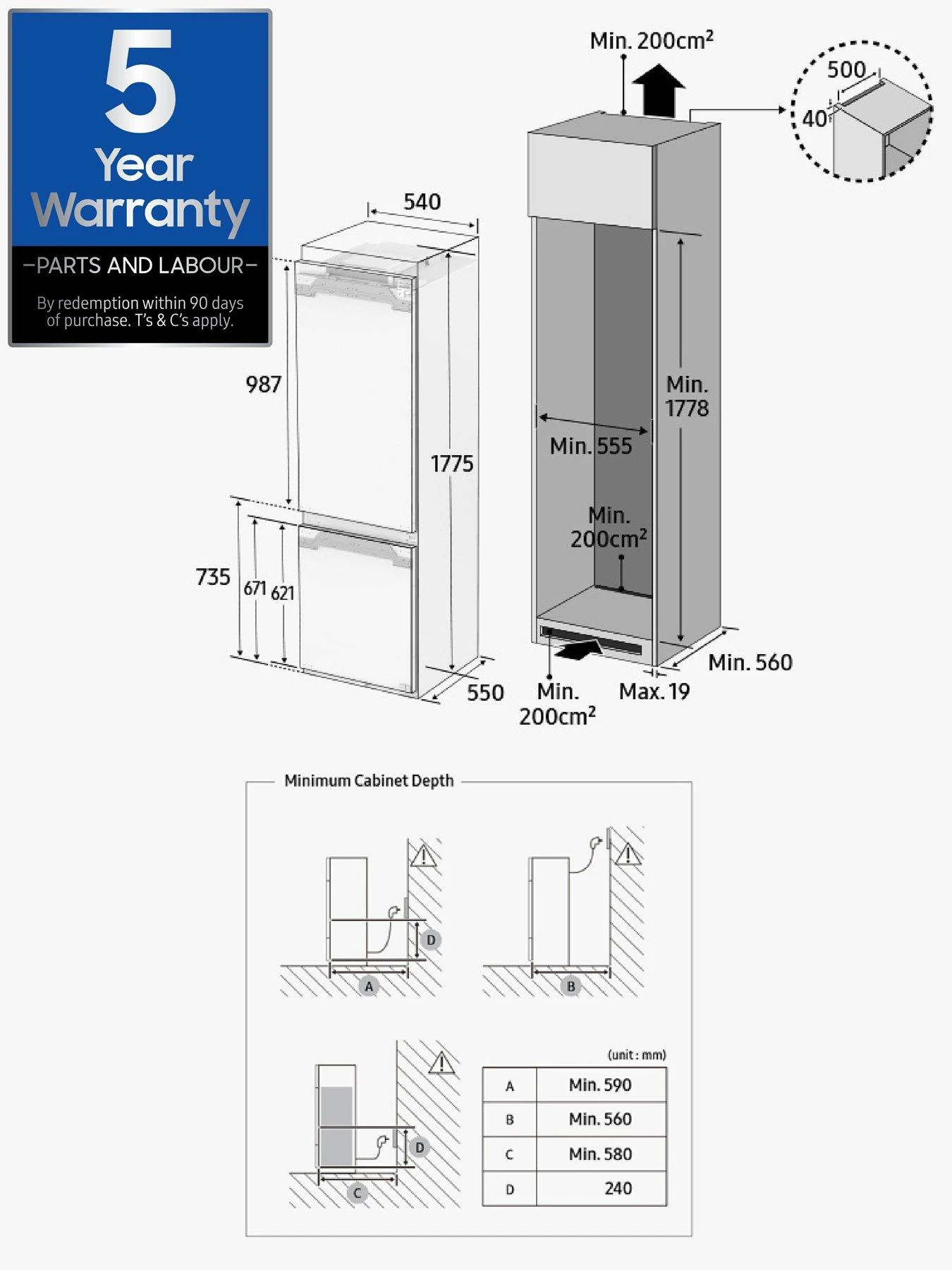 Samsung BRB26600FWW/EU Integrated Fridge Freezer With Total No Frost - White - Image 6