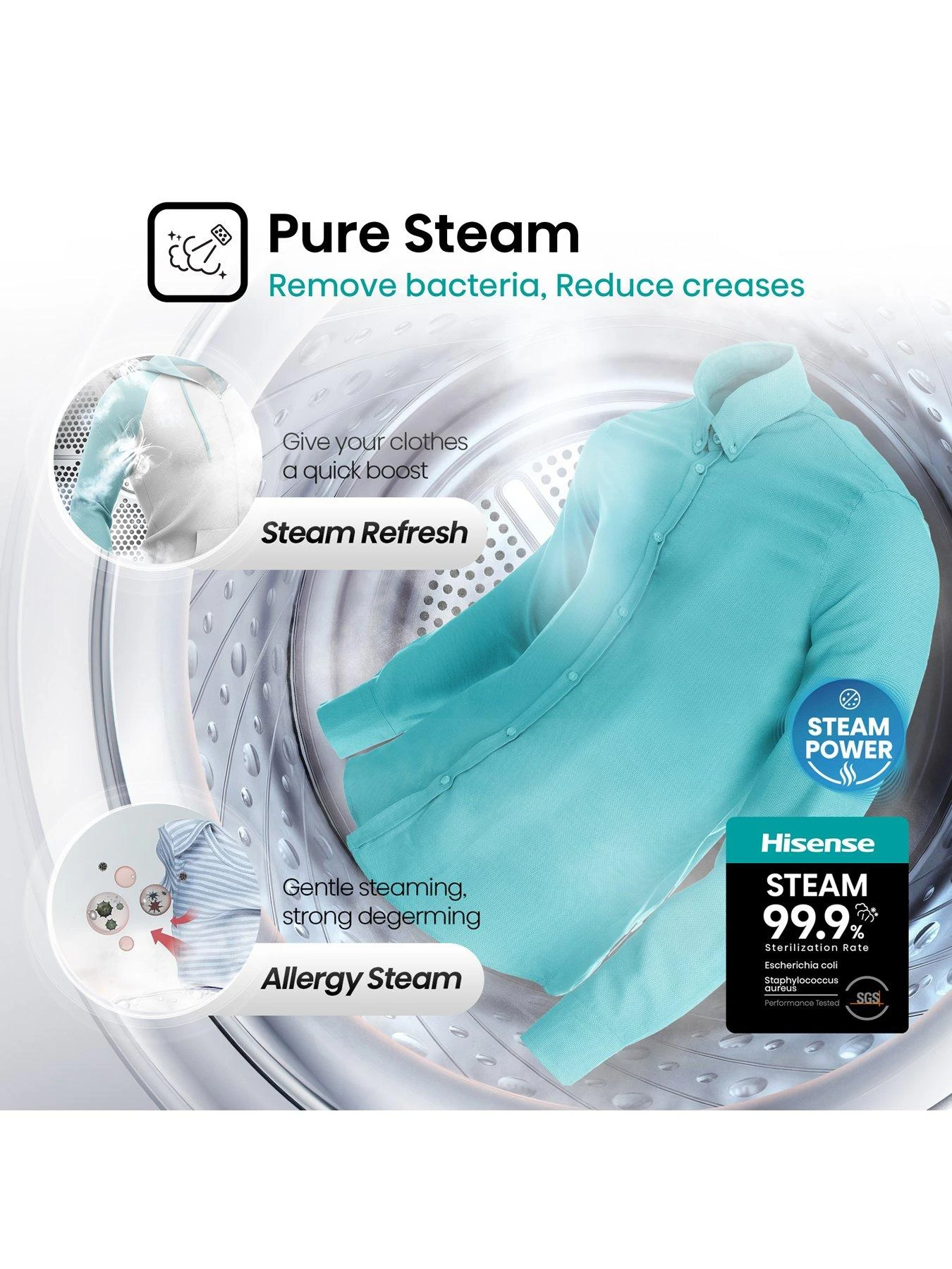 Hisense 3 Series WDQA8014EVJM 8Kg/5KG Washer Dryer With 1400rpm- White - Image 3