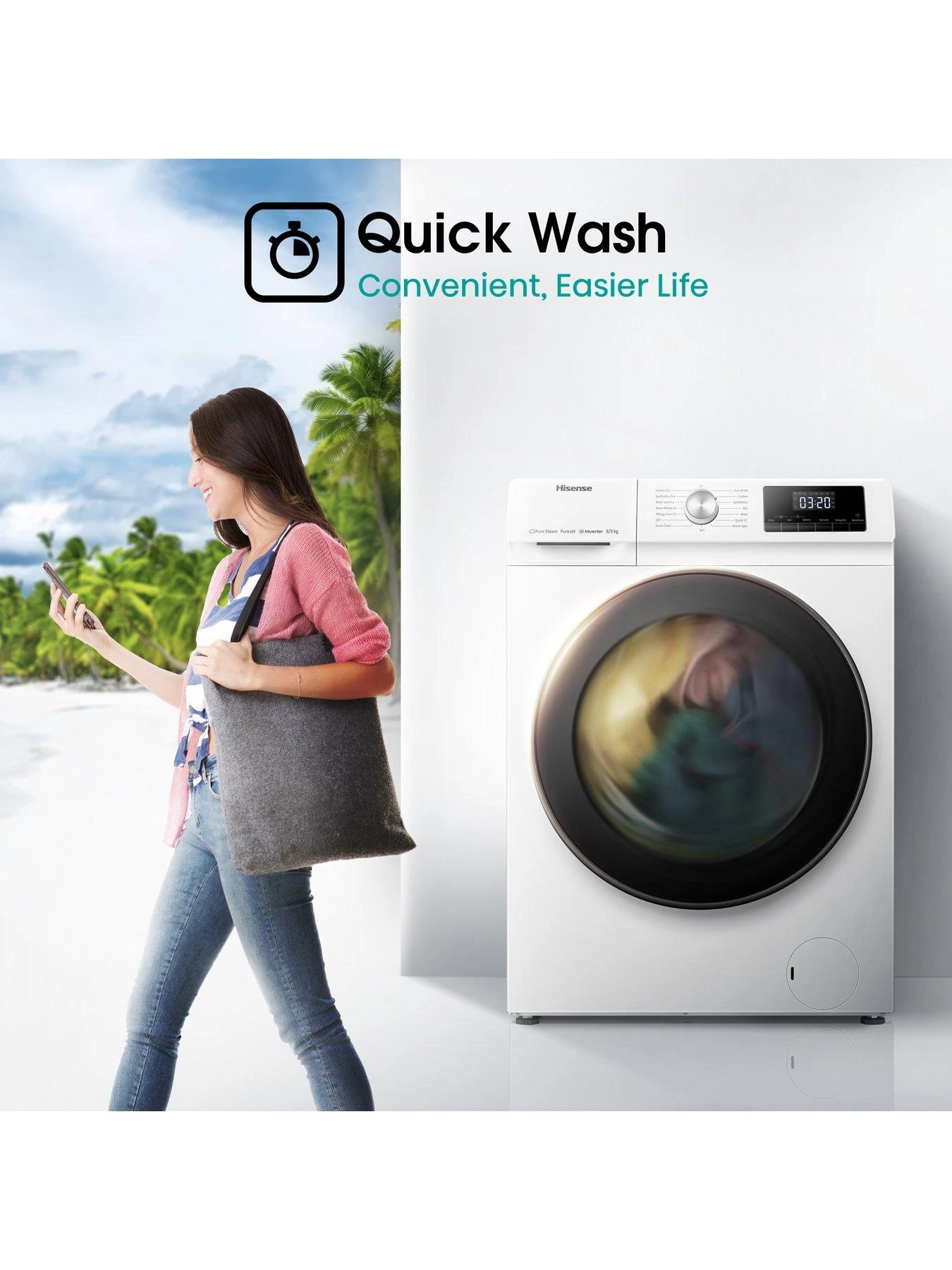 Hisense 3 Series WDQA8014EVJM 8Kg/5KG Washer Dryer With 1400rpm- White - Image 4