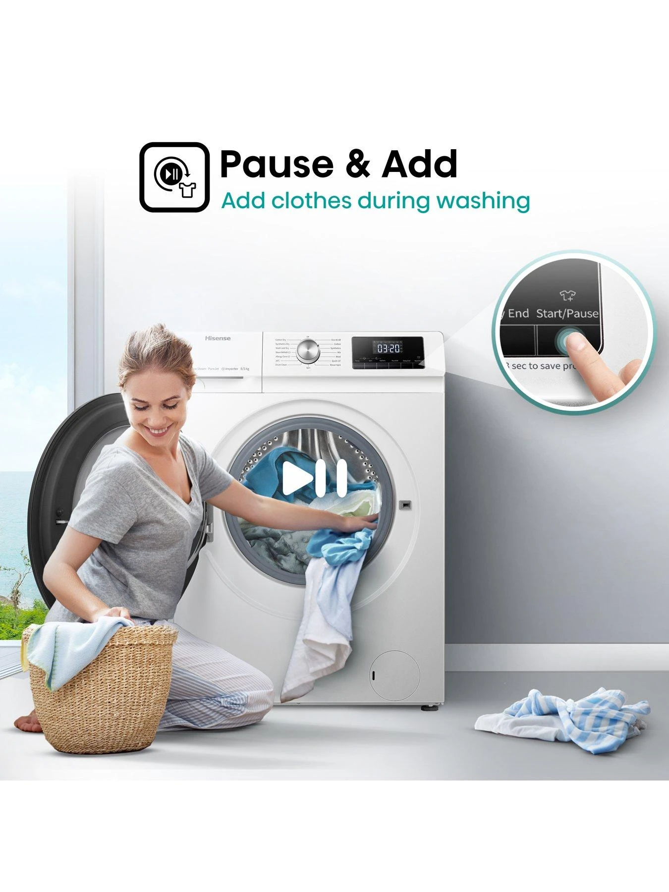 Hisense 3 Series WDQA8014EVJM 8Kg/5KG Washer Dryer With 1400rpm- White - Image 5