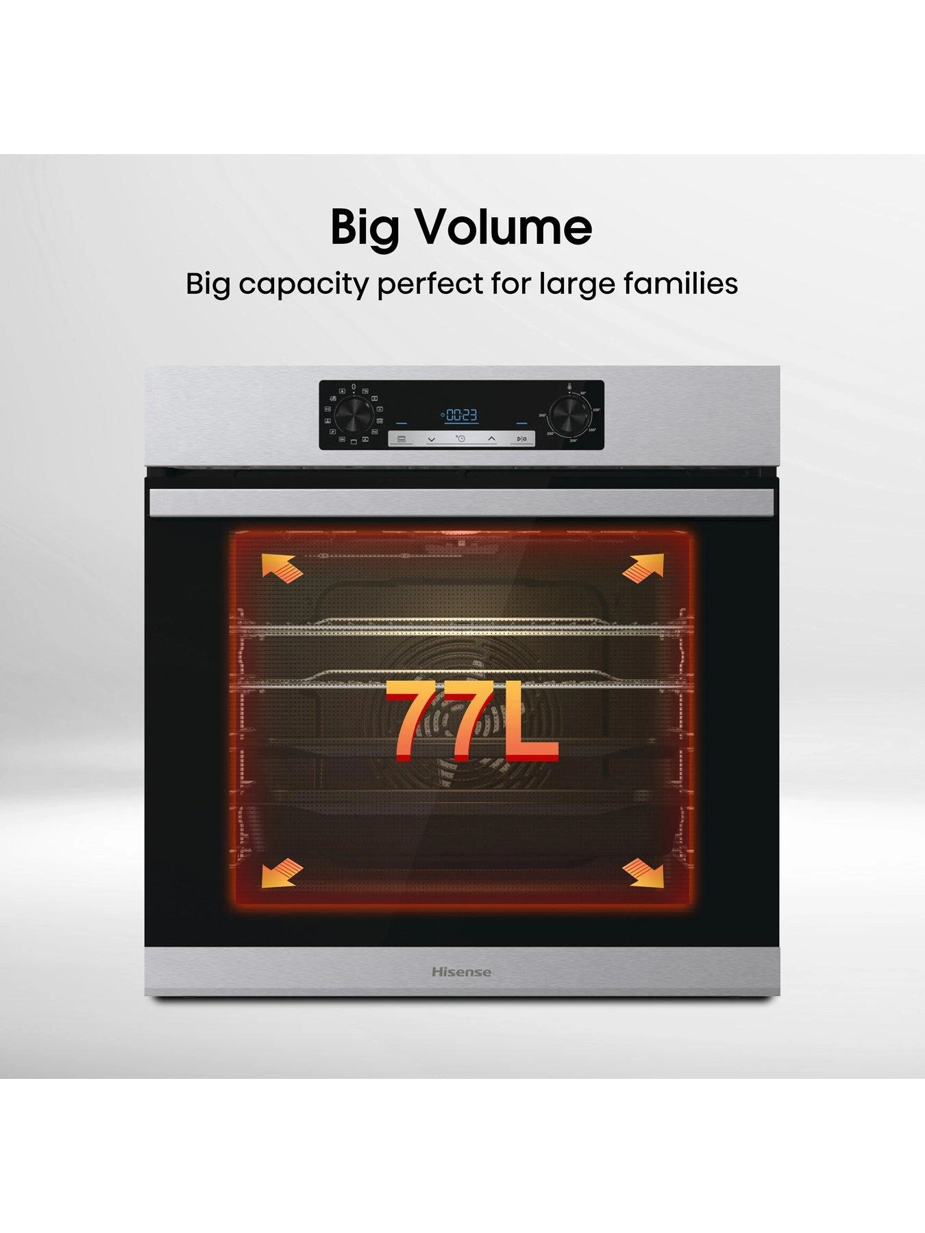 Hisense BSA65222AXUK 77-Litre Single Electric Oven With Steam Bake Function - Stainless Steel - Image 2