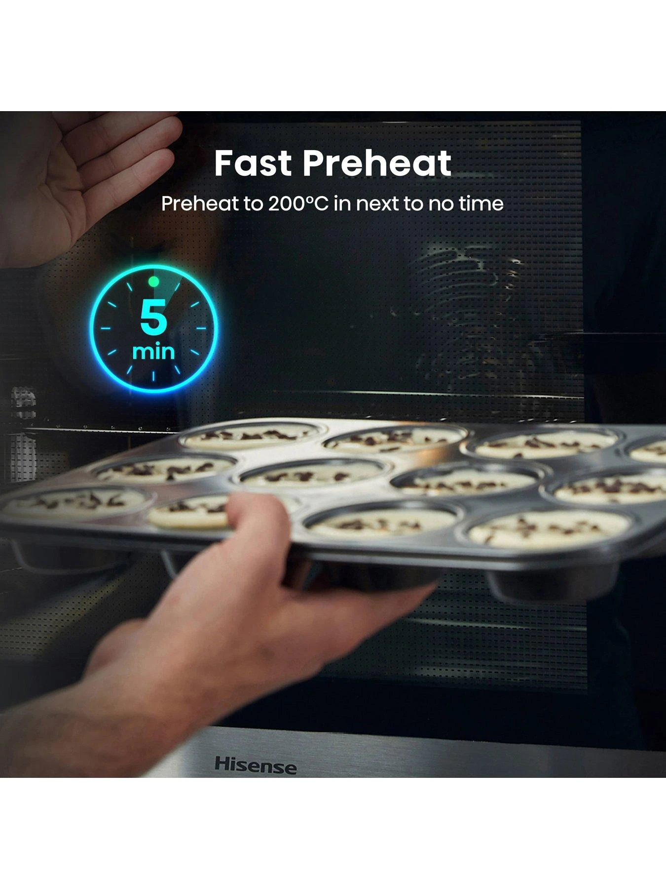 Hisense BSA65222AXUK 77-Litre Single Electric Oven With Steam Bake Function - Stainless Steel - Image 4