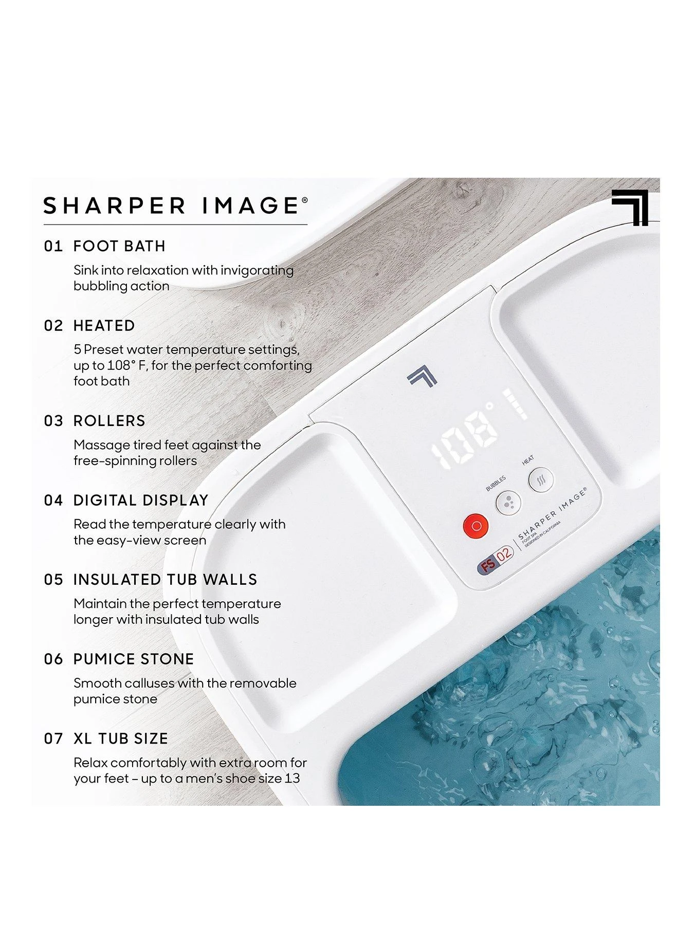 Sharper Image Massager Foot Bath Heating With LCD - Image 2