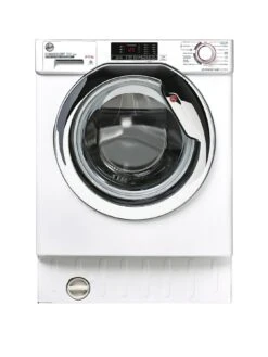 Hoover H-WASH/DRY HBDS495D1ACE/-80 Integrated Washer Dryer, 9Kg Wash+5Kg Dry, 1400 Rpm, 12 Programmes, 3 Drying Levels - White With Chrome Door