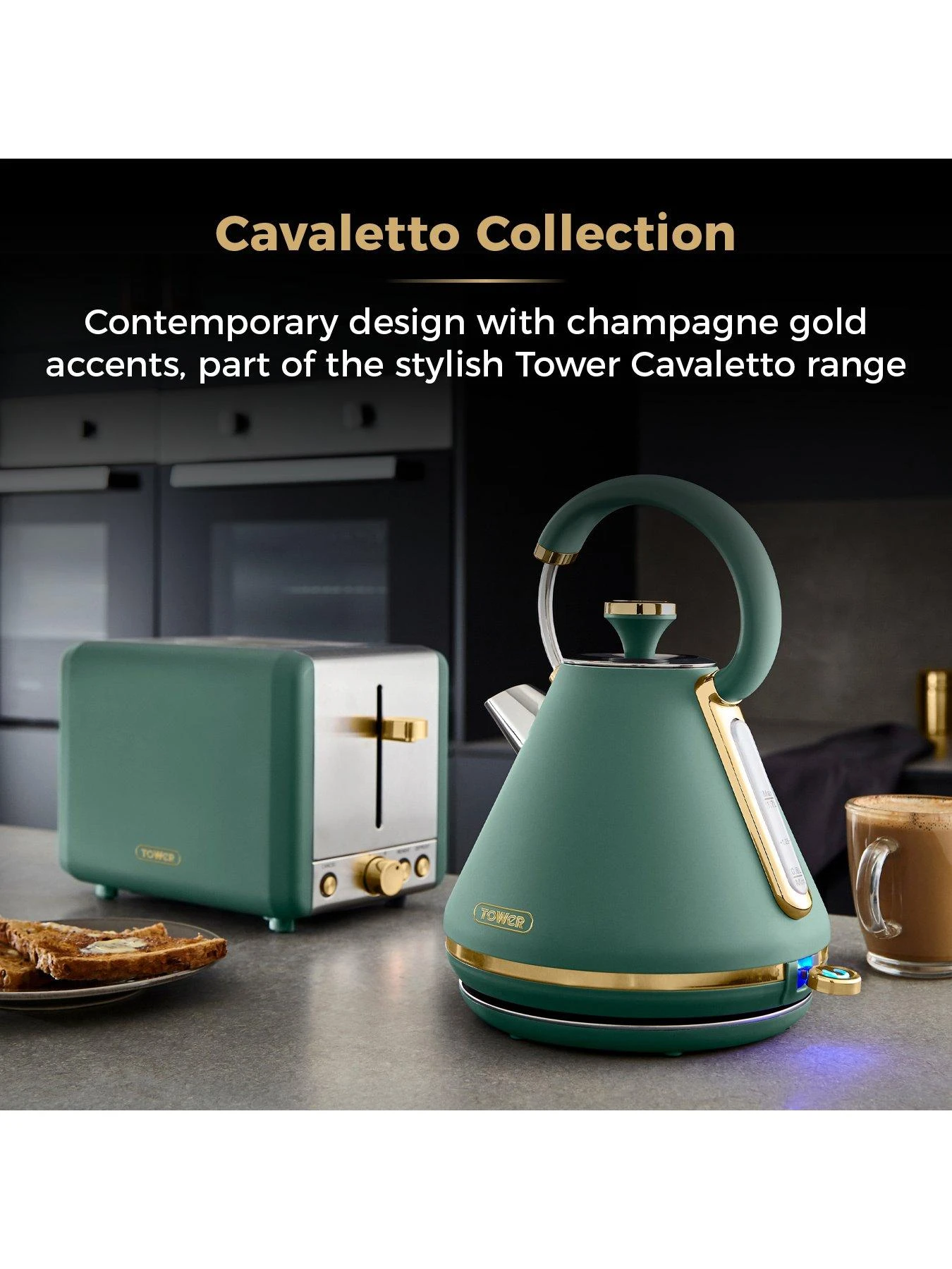 Tower Cavaletto 1.7L 3kW Pyramid Kettle - Jade - Image 3