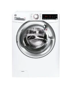 Hoover H-WASH 300 H3WS69TAMCE Freestanding Washing Machine, Chrome Door, WiFi Connected, 9 Kg Load, 1600 Rpm - White
