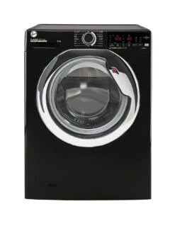 Hoover H-WASH 300 H3WS 69TAMCBE-80 Freestanding Washing Machine, 9kg 1600 Rpm, Smart Connectivity - Black With Chrome Door