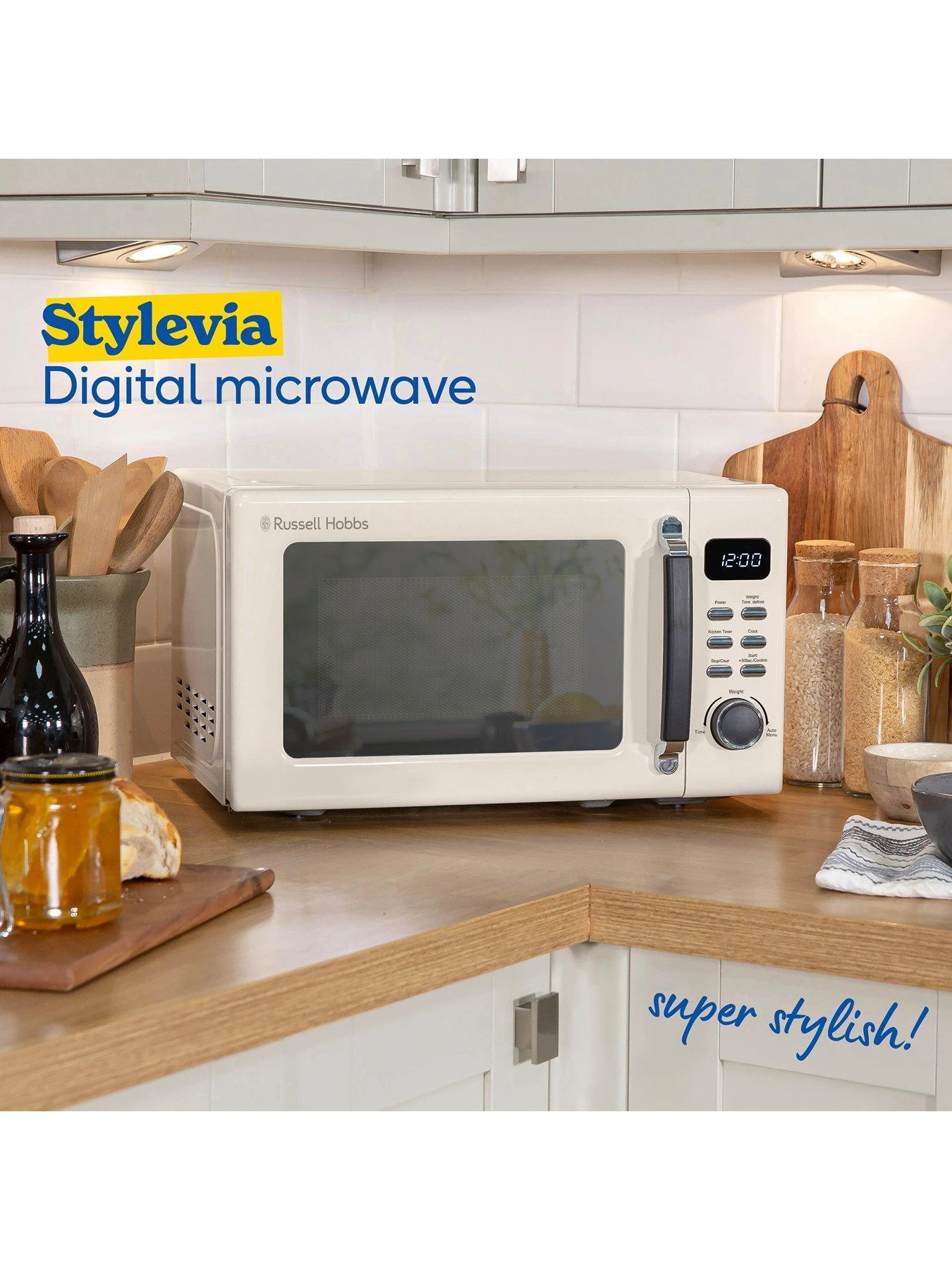 Russell Hobbs RHM2026C Stylevia 20-Litre 800W Digital Microwave - Cream - Image 3