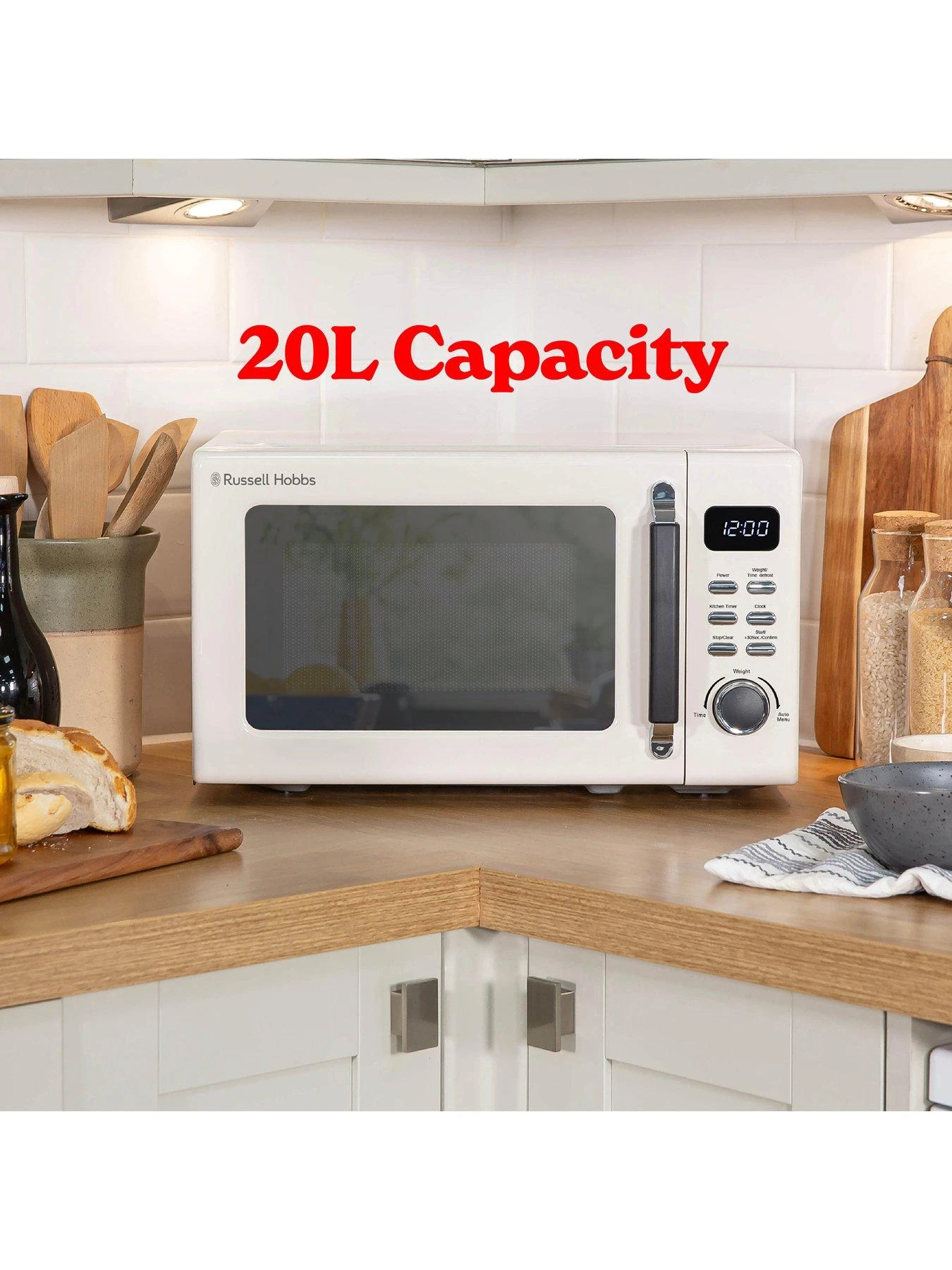 Russell Hobbs RHM2026C Stylevia 20-Litre 800W Digital Microwave - Cream - Image 4