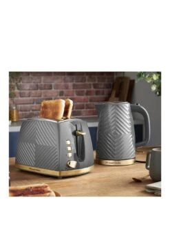 Russell Hobbs Groove Kettle & Toaster Bundle - Grey
