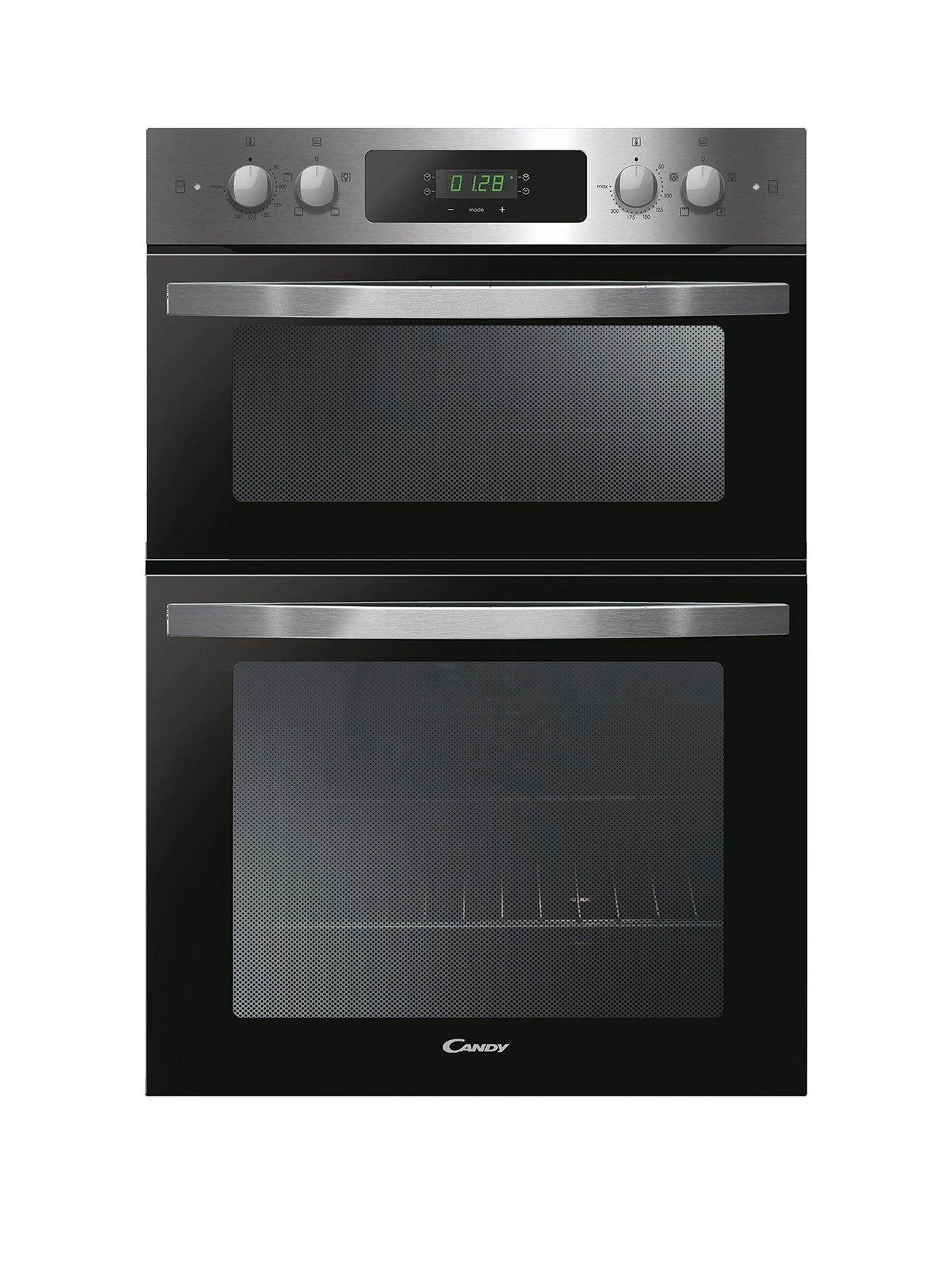 Candy FCI9D405X Built In Double Oven With Easy Clean Enamel - Black Glass With Stainless Steel