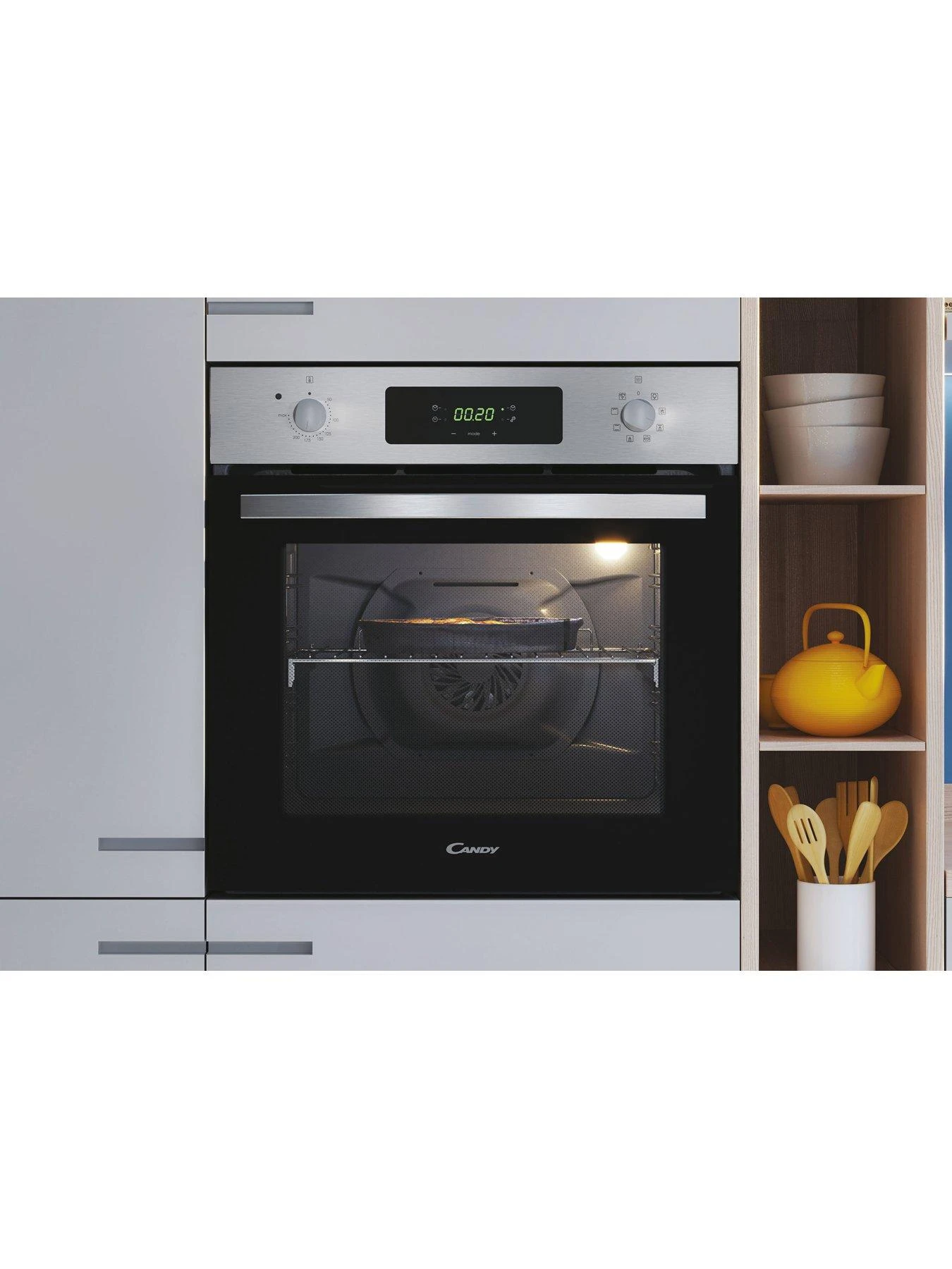 Candy FIDCX615 Built In 70 Litre, Multi-Function Oven With Aquactiva System - Black Glass With Stainless Steel - Image 3