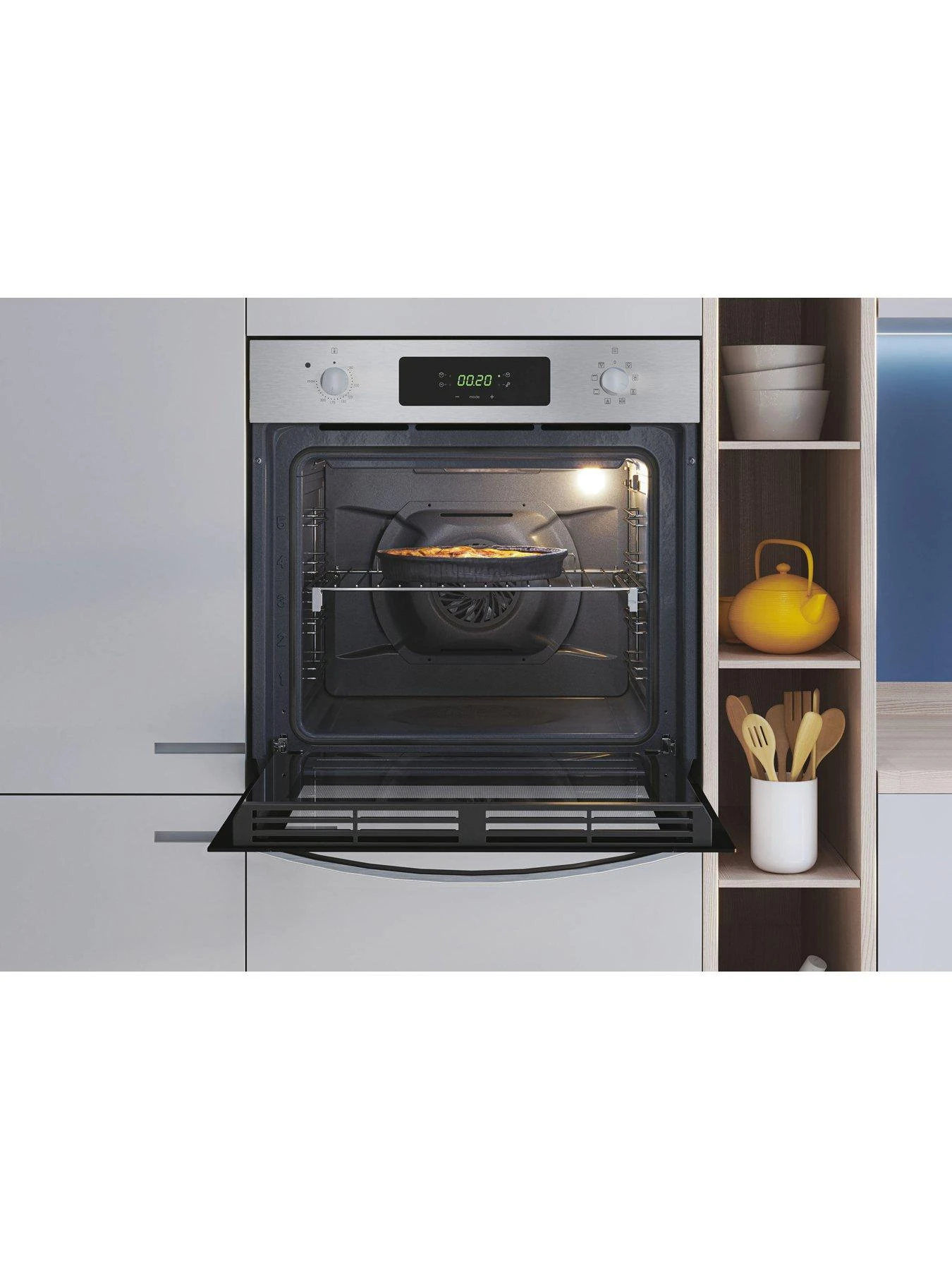 Candy FIDCX615 Built In 70 Litre, Multi-Function Oven With Aquactiva System - Black Glass With Stainless Steel - Image 4
