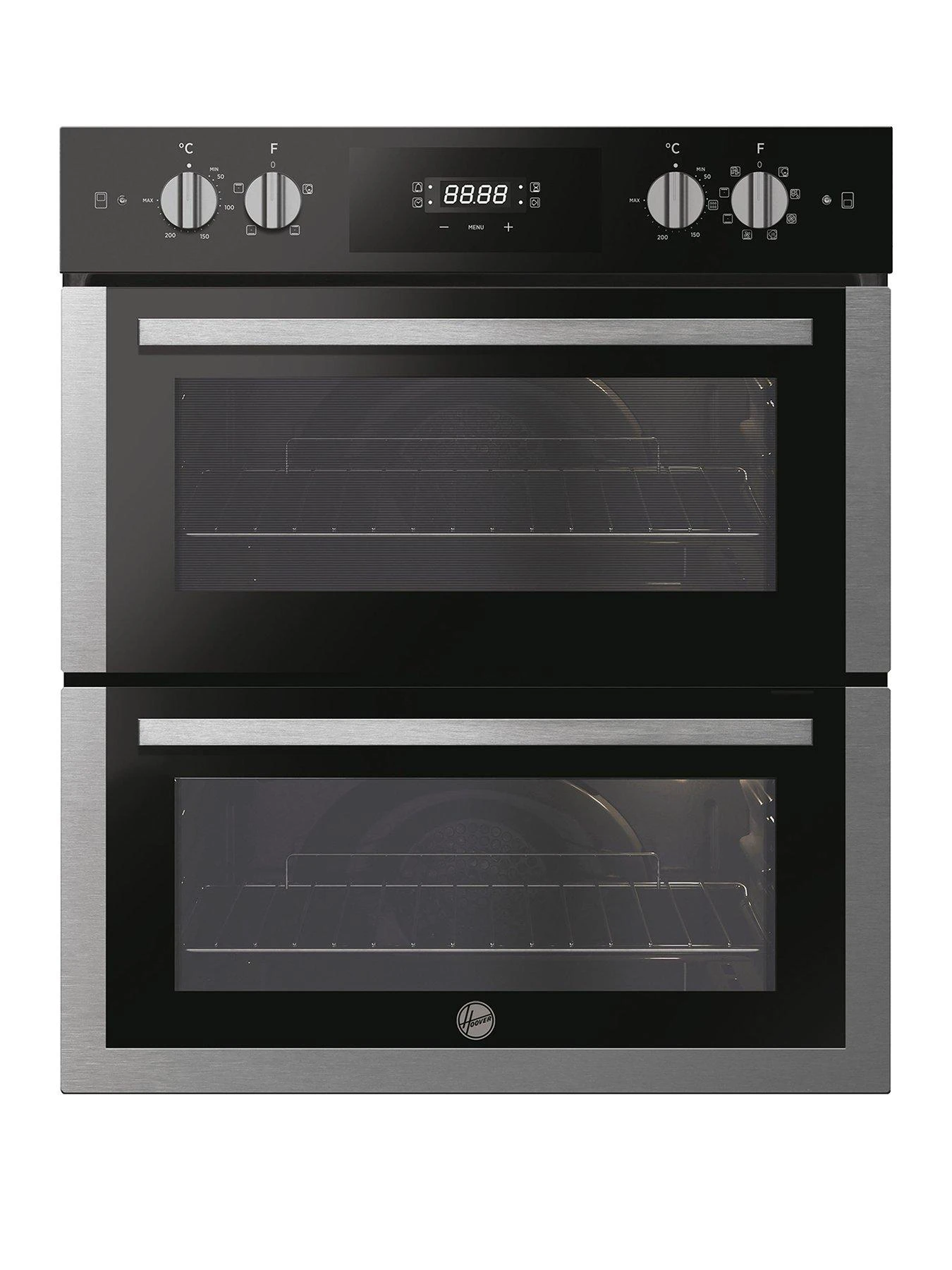 Hoover H-OVEN 300 HO7DC3UN308BI Double Oven With Hydro Easy Clean - Black Glass With Stainless Steel