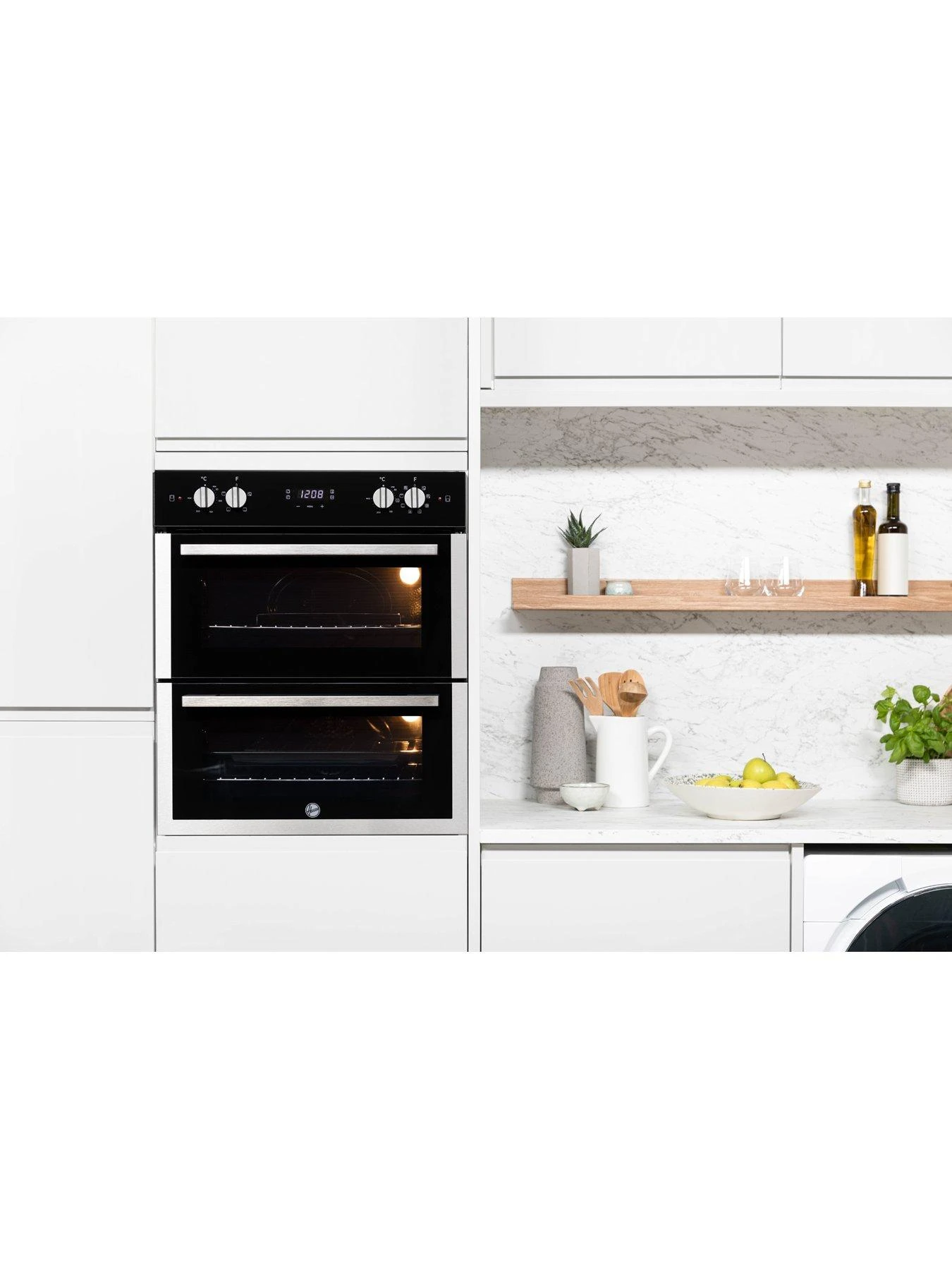 Hoover H-OVEN 300 HO7DC3UN308BI Double Oven With Hydro Easy Clean - Black Glass With Stainless Steel - Image 2