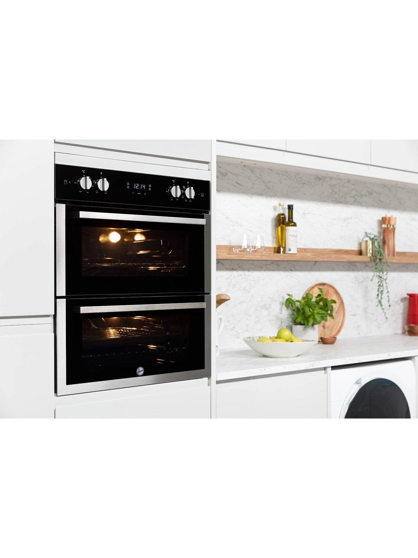 Hoover H-OVEN 300 HO7DC3UN308BI Double Oven With Hydro Easy Clean - Black Glass With Stainless Steel - Image 3