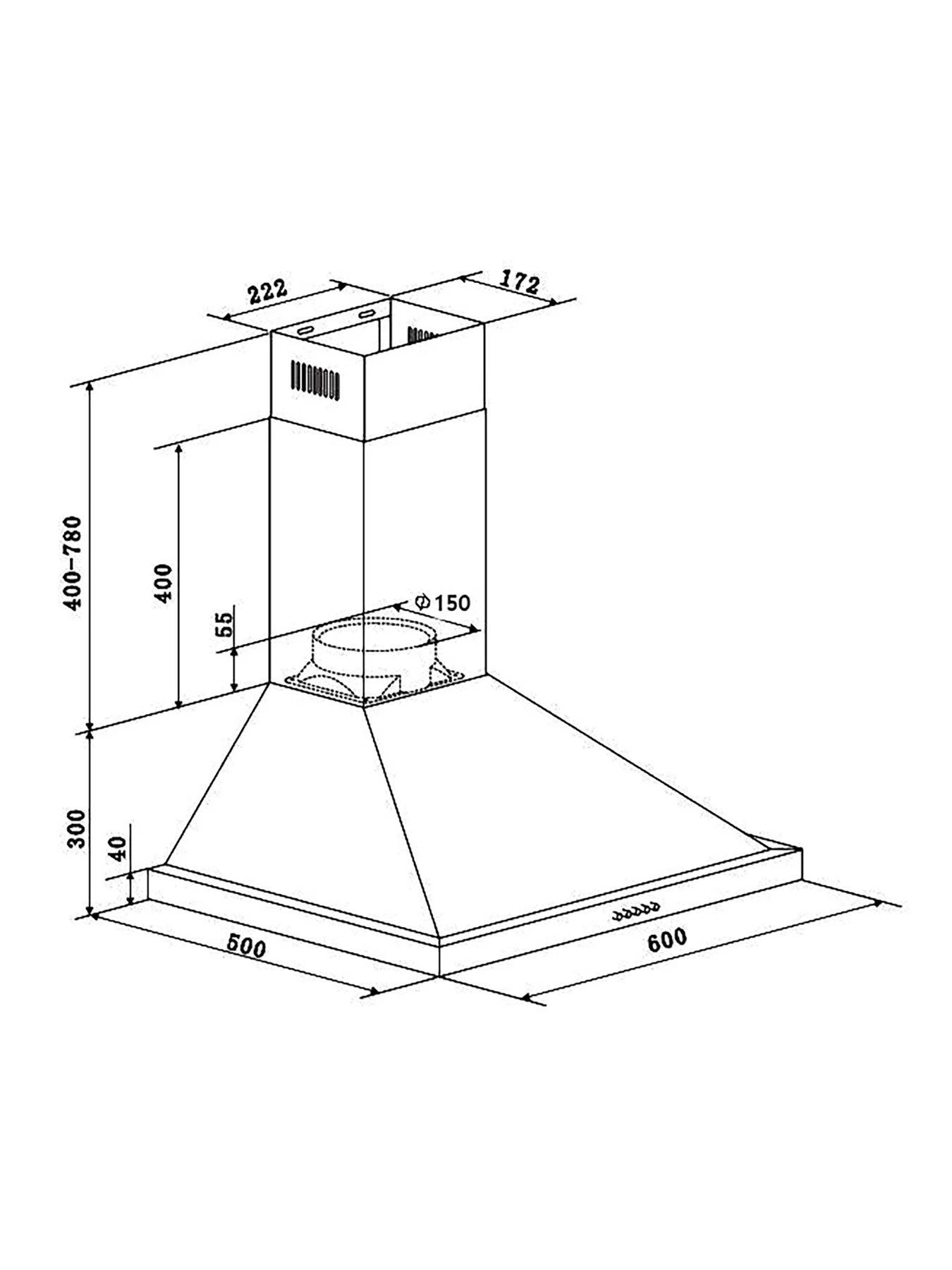 Hoover H-HOOD 300 HCE160N 60cm Cooker Hood With LED Light, Stainless Steel - Image 2