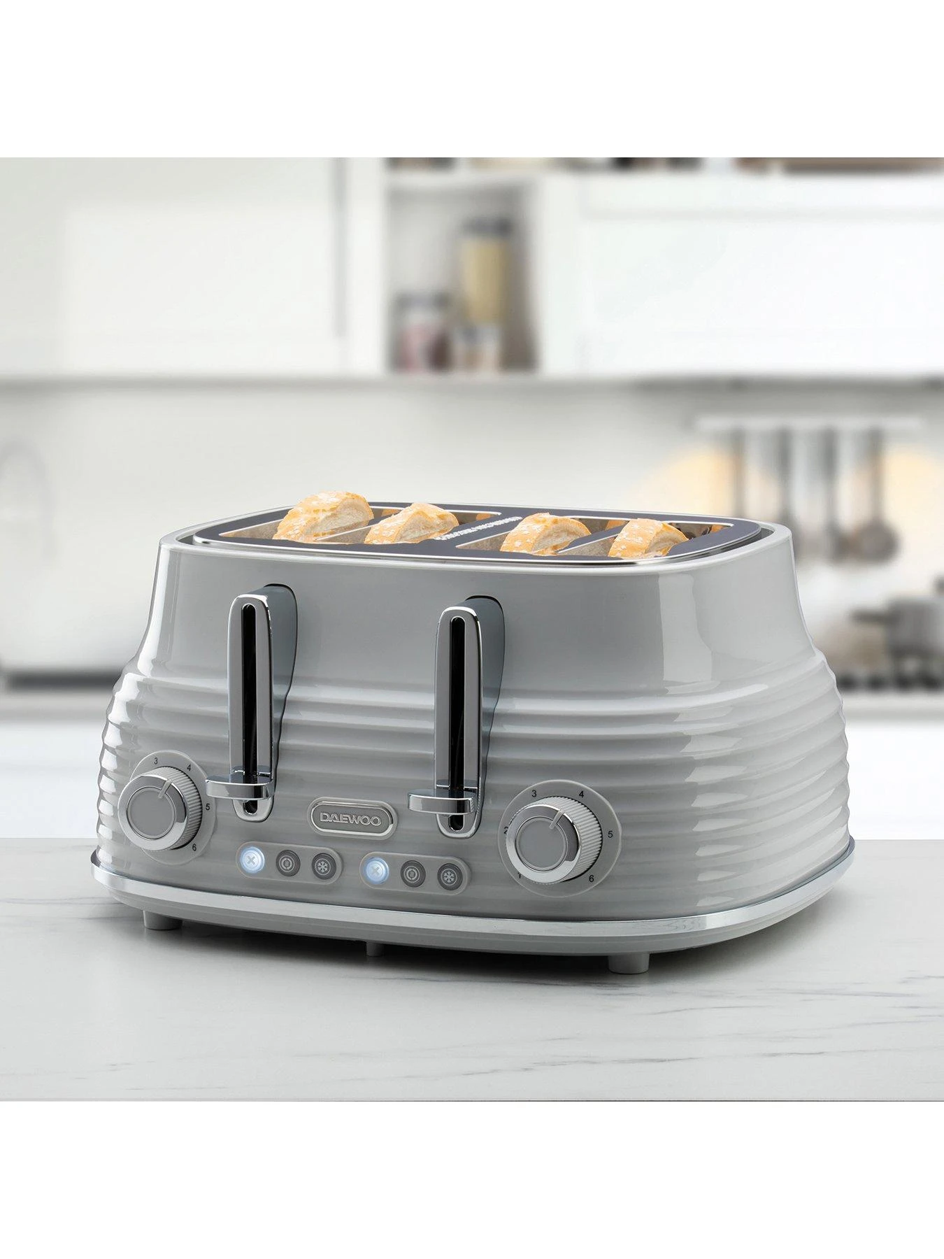 Daewoo Sienna 4-Slice Toaster - Grey - Image 3