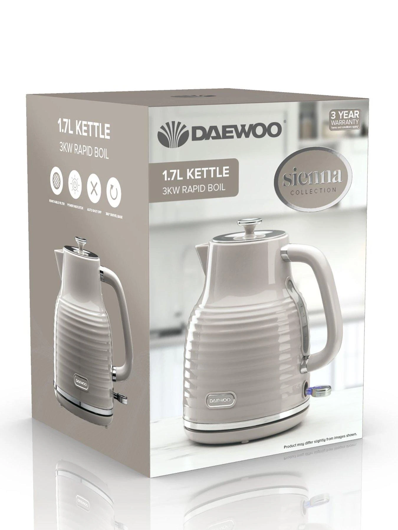 Daewoo Sienna 1.7L 3kW Jug Kettle - Taupe - Image 2