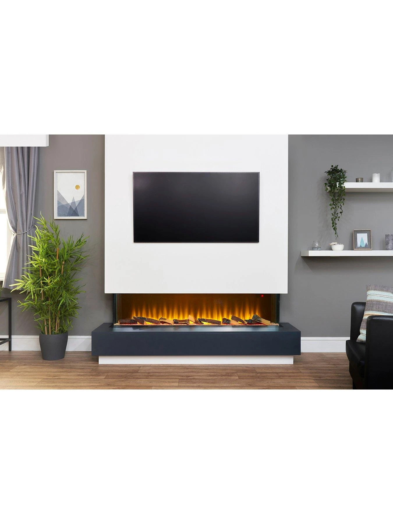 Adam Fires & Fireplaces Adam Sahara Electric Inset Media Wall Fire With Remote Control, 1500mm - Image 5