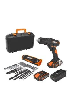 Worx WX370 20V Cordless Hammer Drill With Built-in Light And 2 Batteries