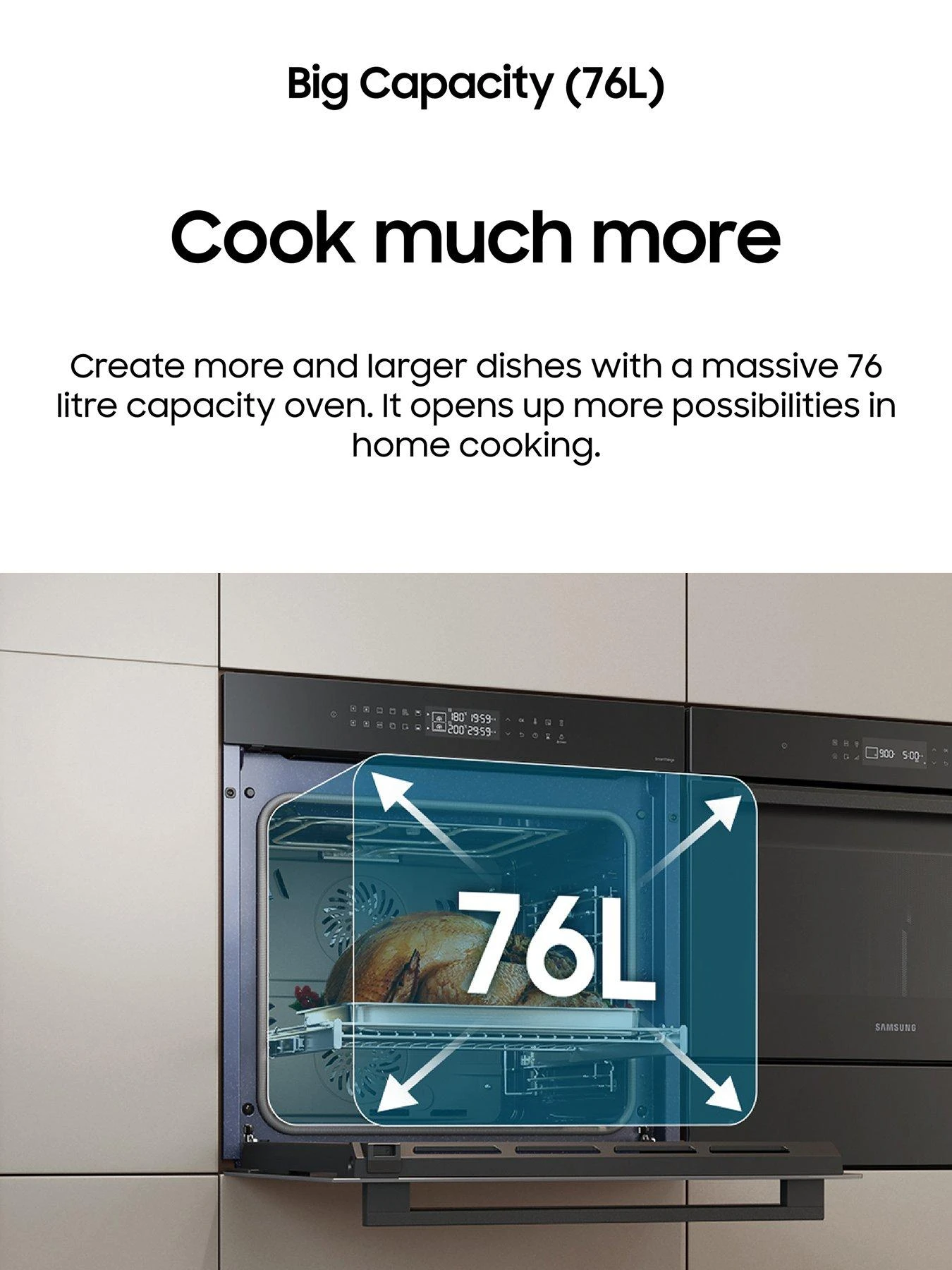Samsung Series 4 Dual Cook NV7B44205AS/U4 Electric Smart Oven - Stainless Steel - Image 5