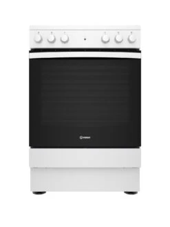 Indesit IS67V5KHW 60cm, Single Electric Cooker With Ceramic Hob - White