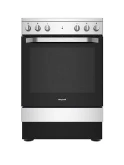 Hotpoint HS67V5KHX 60cm, Single Electric Cooker With Ceramic Hob - Inox