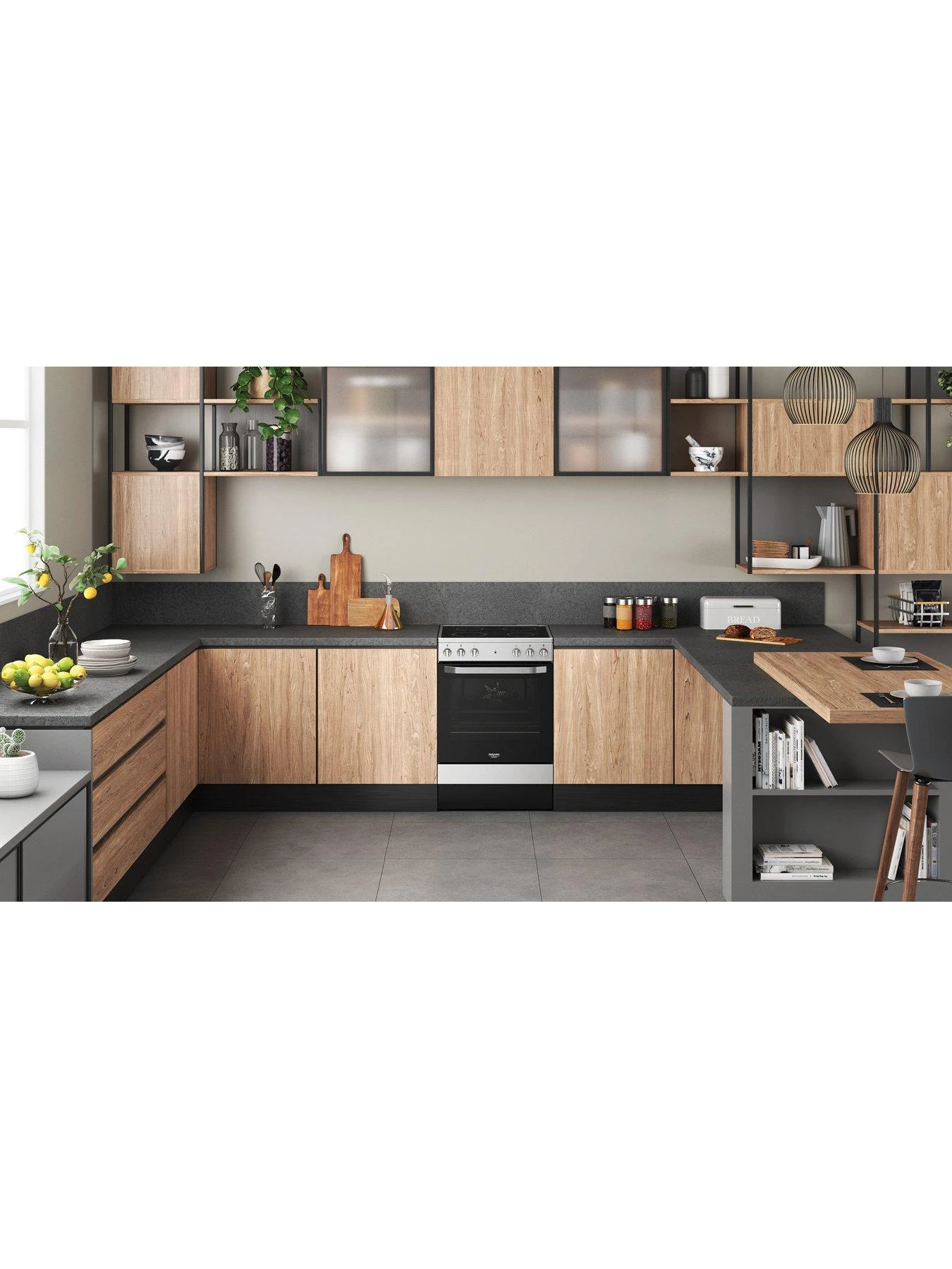 Hotpoint HS67V5KHX 60cm, Single Electric Cooker With Ceramic Hob - Inox - Image 3