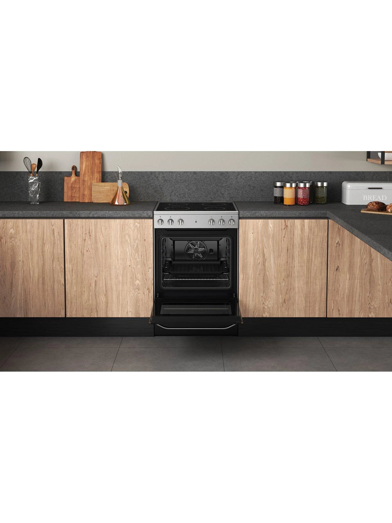 Hotpoint HS67V5KHX 60cm, Single Electric Cooker With Ceramic Hob - Inox - Image 4
