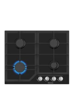 Hisense GG643B 4 Burner Gas Hob In Black, Glass Top