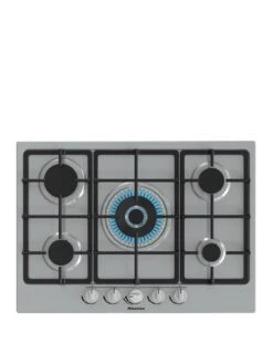 Hisense GM773XF Gas Hob, 5 Cooking Zones, Wok Burner And Cast Iron Grills