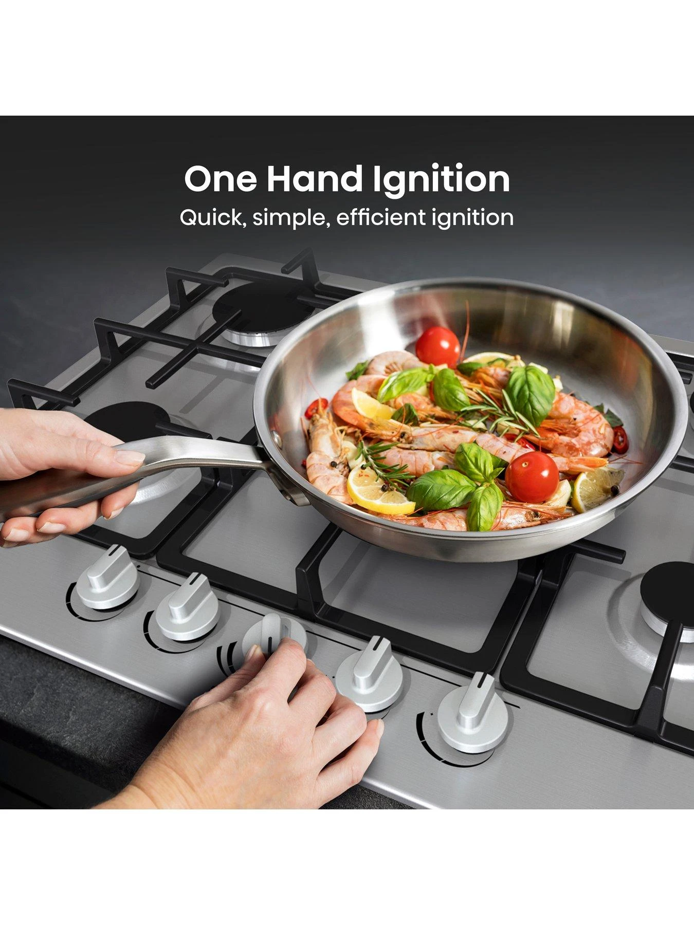 Hisense GM773XF Gas Hob, 5 Cooking Zones, Wok Burner And Cast Iron Grills - Image 4