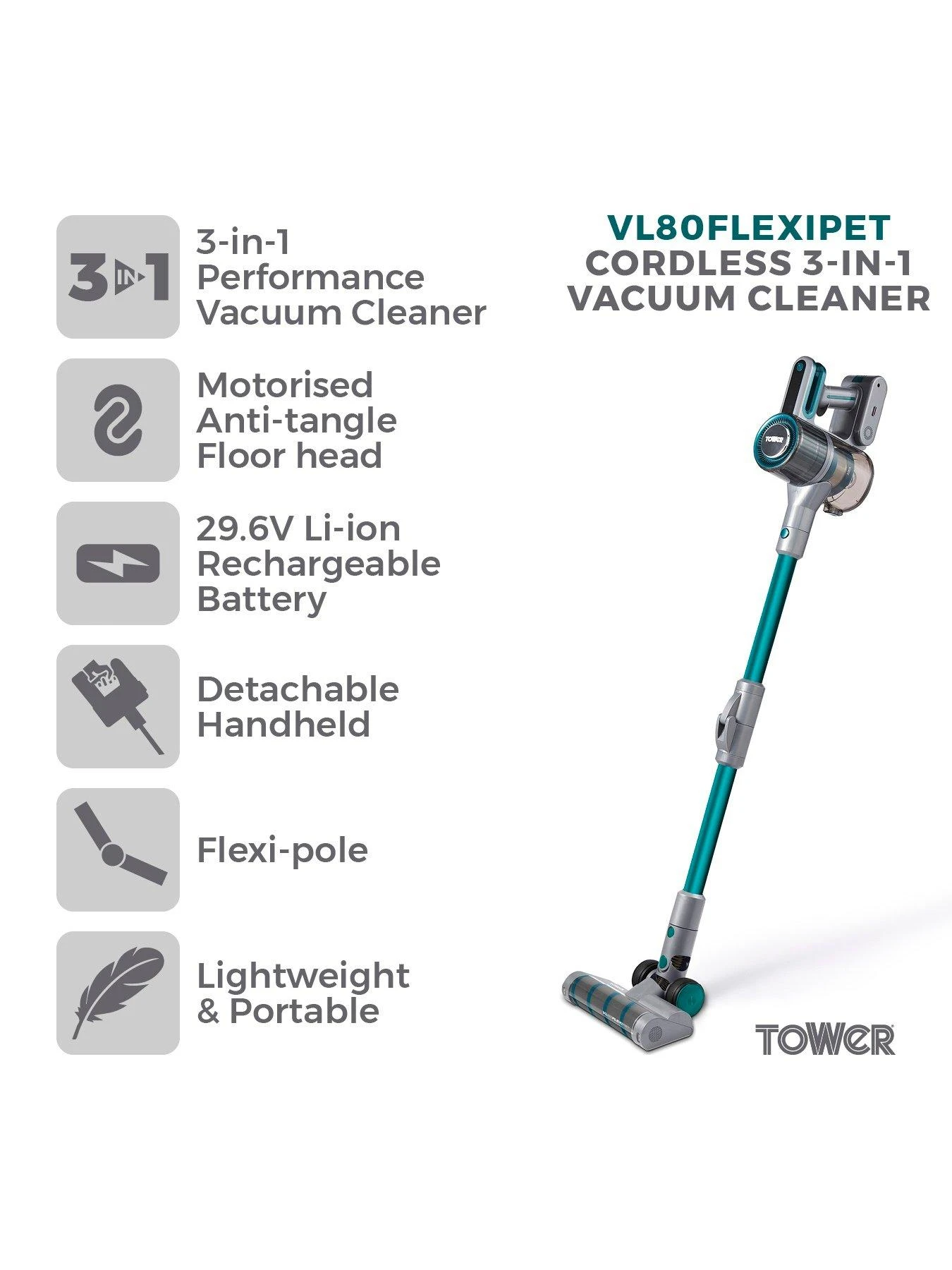 Tower VL80 Flexi Pets Anti-Tangle Cordless Vacuum - Image 2