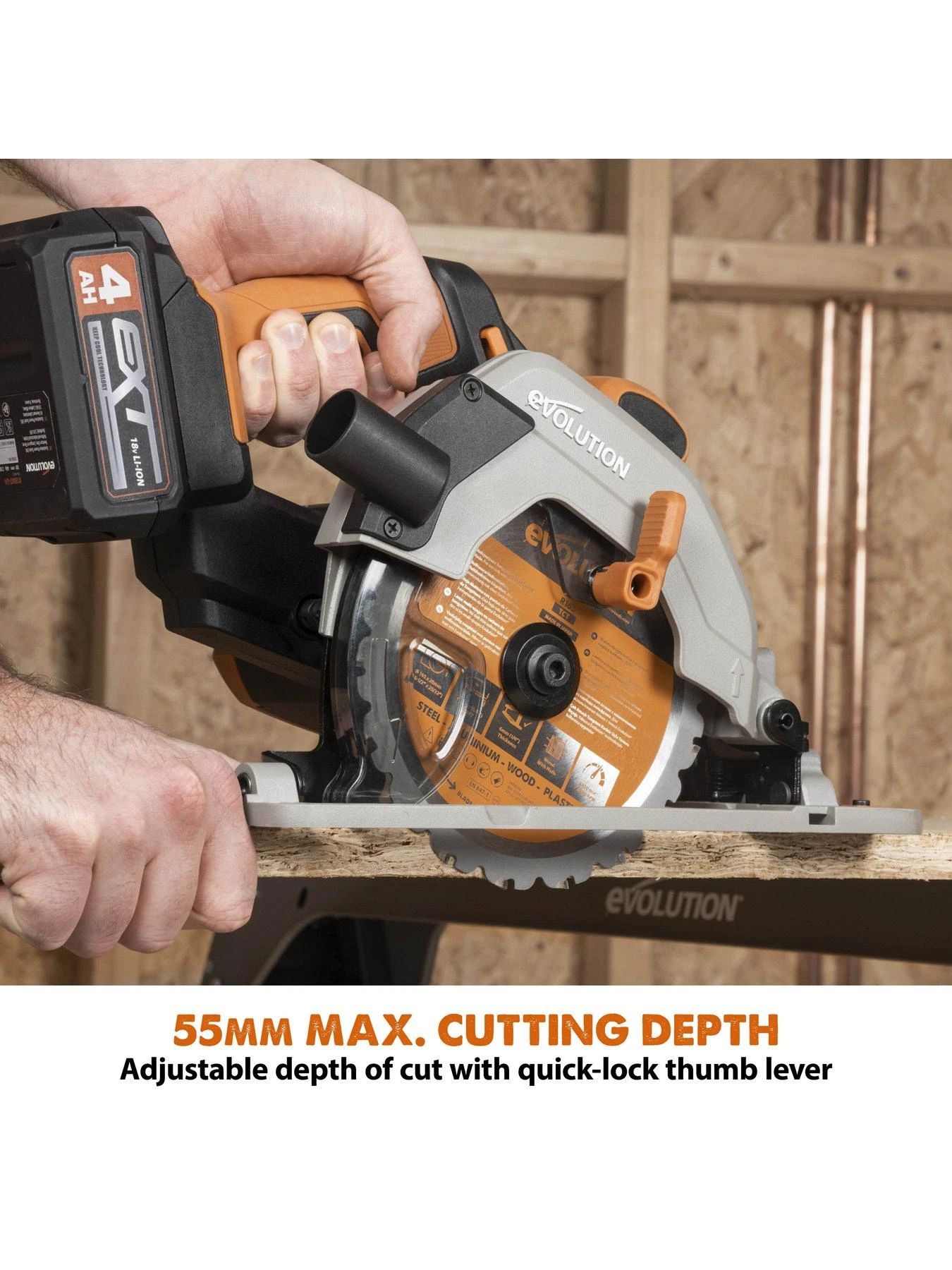 EVOLUTION R165CCS-Li 165mm 18V Li-Ion EXT Cordless Circular Saw - Tool Only - Image 4