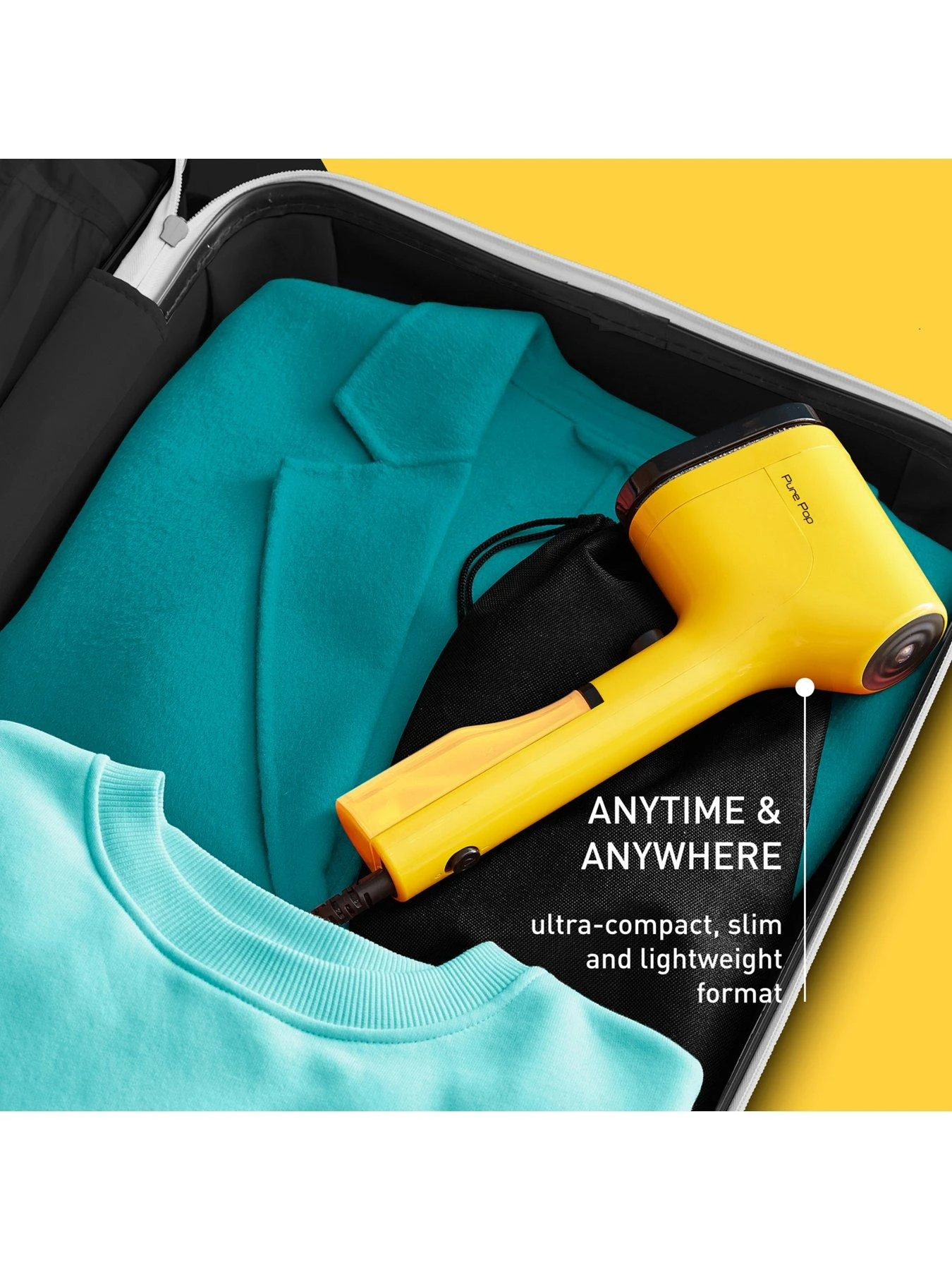 Tefal Pure Pop Clothes Steamer - Yellow - Image 3