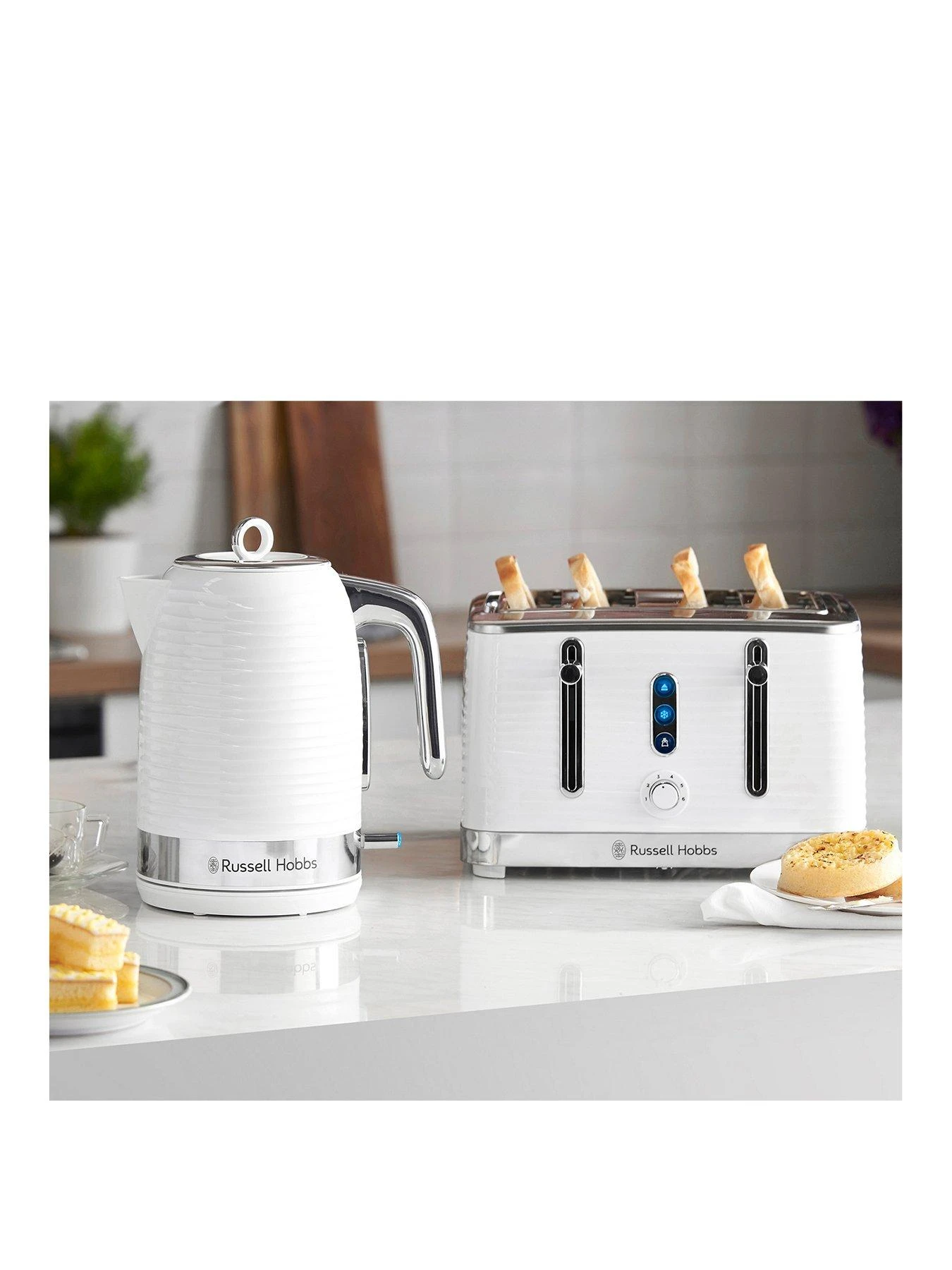 Russell Hobbs Inspire White Kettle & Toaster Bundle