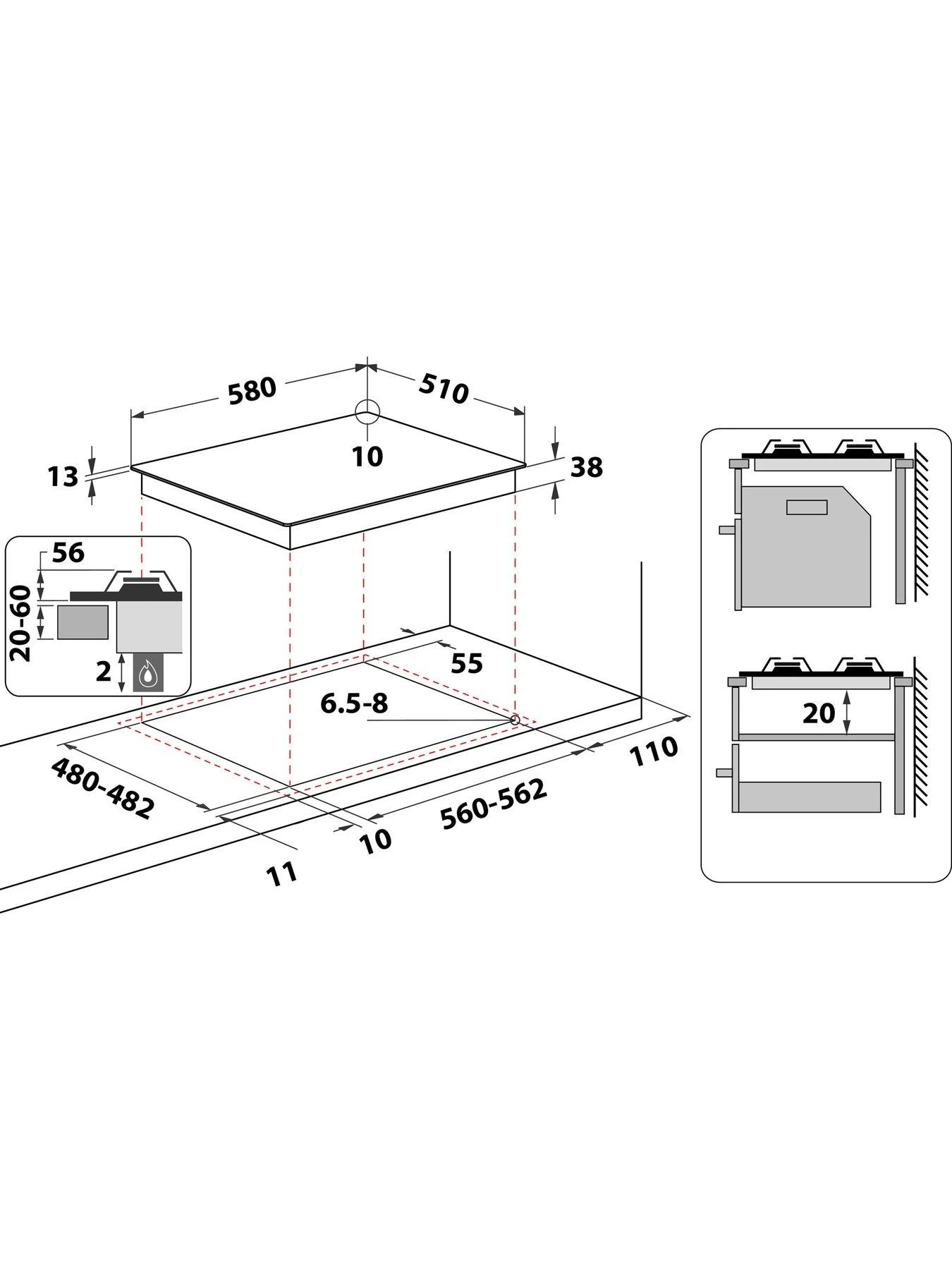 Hotpoint PPH60GDFIXUK 60cm Integrated Gas Hob - Image 2