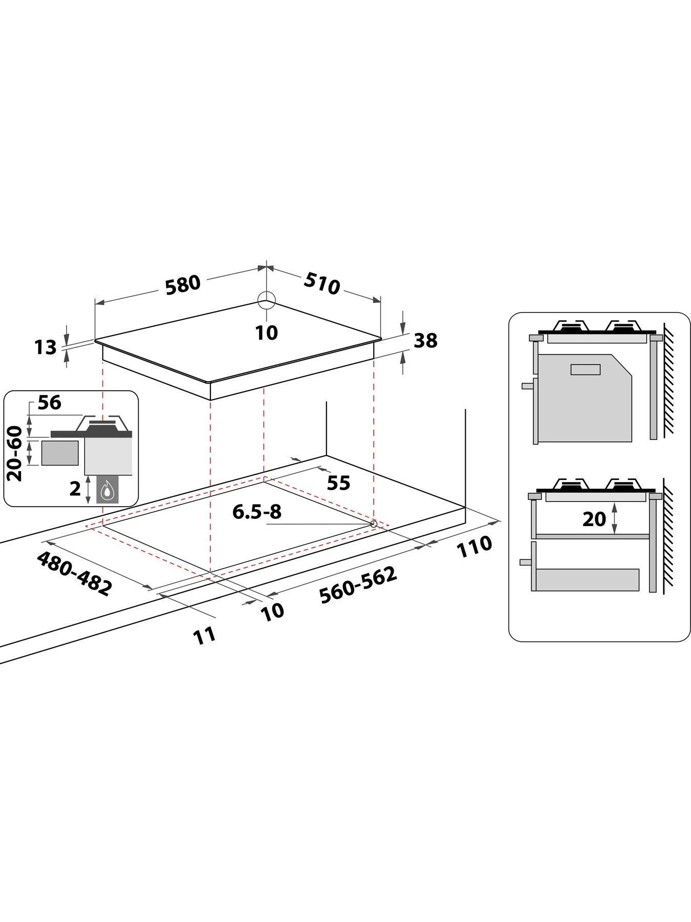 Hotpoint PPH60PFNB 60cm Integrated Gas Hob - Image 2