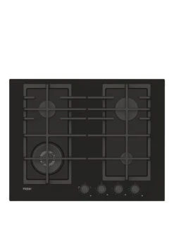 Haier Series 2 HAVG5BF4S2B 60cm Wide Gas Hob, 4 Cooking Zones - Black