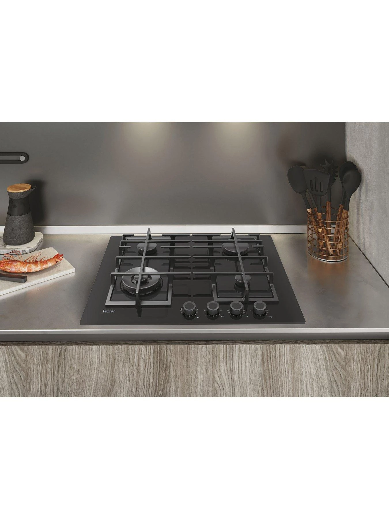Haier Series 2 HAVG5BF4S2B 60cm Wide Gas Hob, 4 Cooking Zones - Black - Image 5