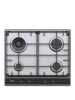 Haier Series 2 HAHG6BR4S2X 60cm Wide Gas Hob, 4 Cooking Zones - Stainless Steel