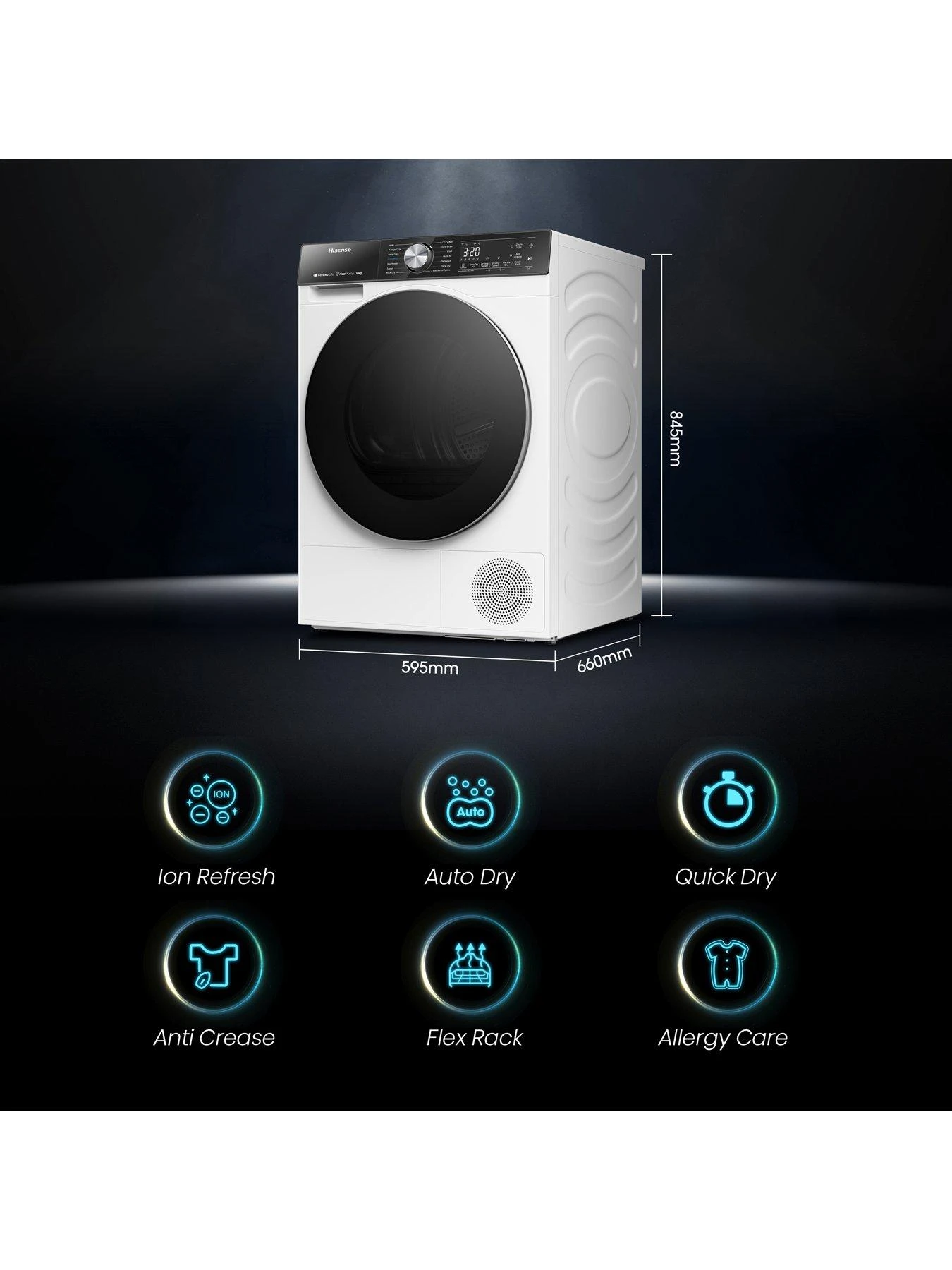 Hisense 5S Series DH5S102BW 10KG Ion Refresh Freestanding Tumble Dryer -White - Image 2